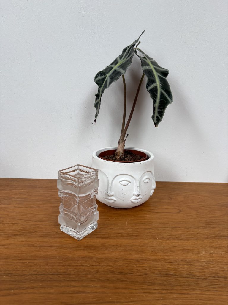 Kristallglas Vase gestuft eckig Vintage 70er Jahre