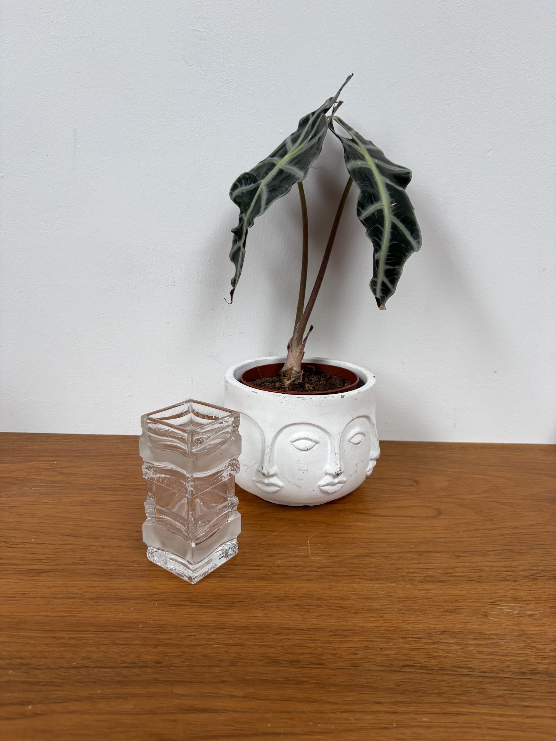 Kristallglas Vase gestuft eckig Vintage 70er Jahre