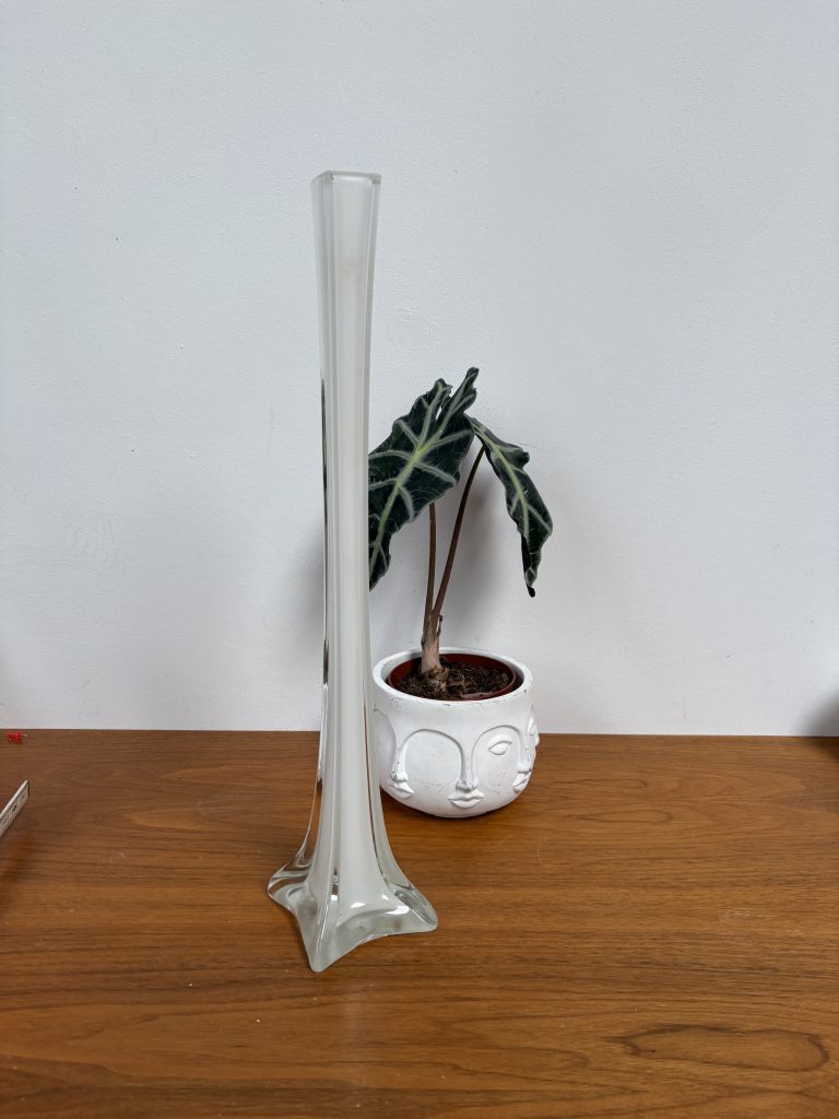 Solifleurvase Kristallglas Eiffelturm-Form klar Vintage 54cm