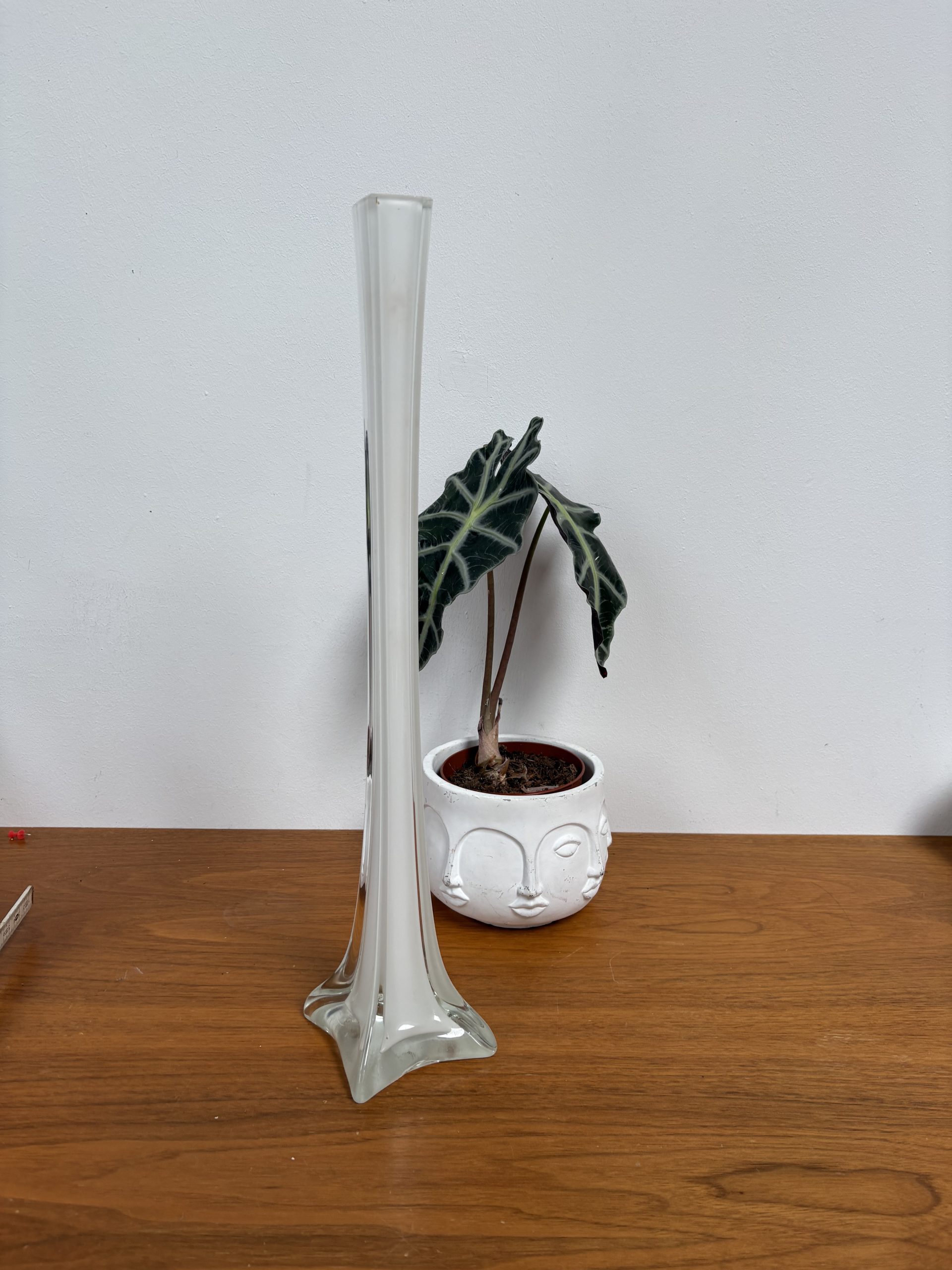 Solifleurvase Kristallglas Eiffelturm-Form klar Vintage 54cm