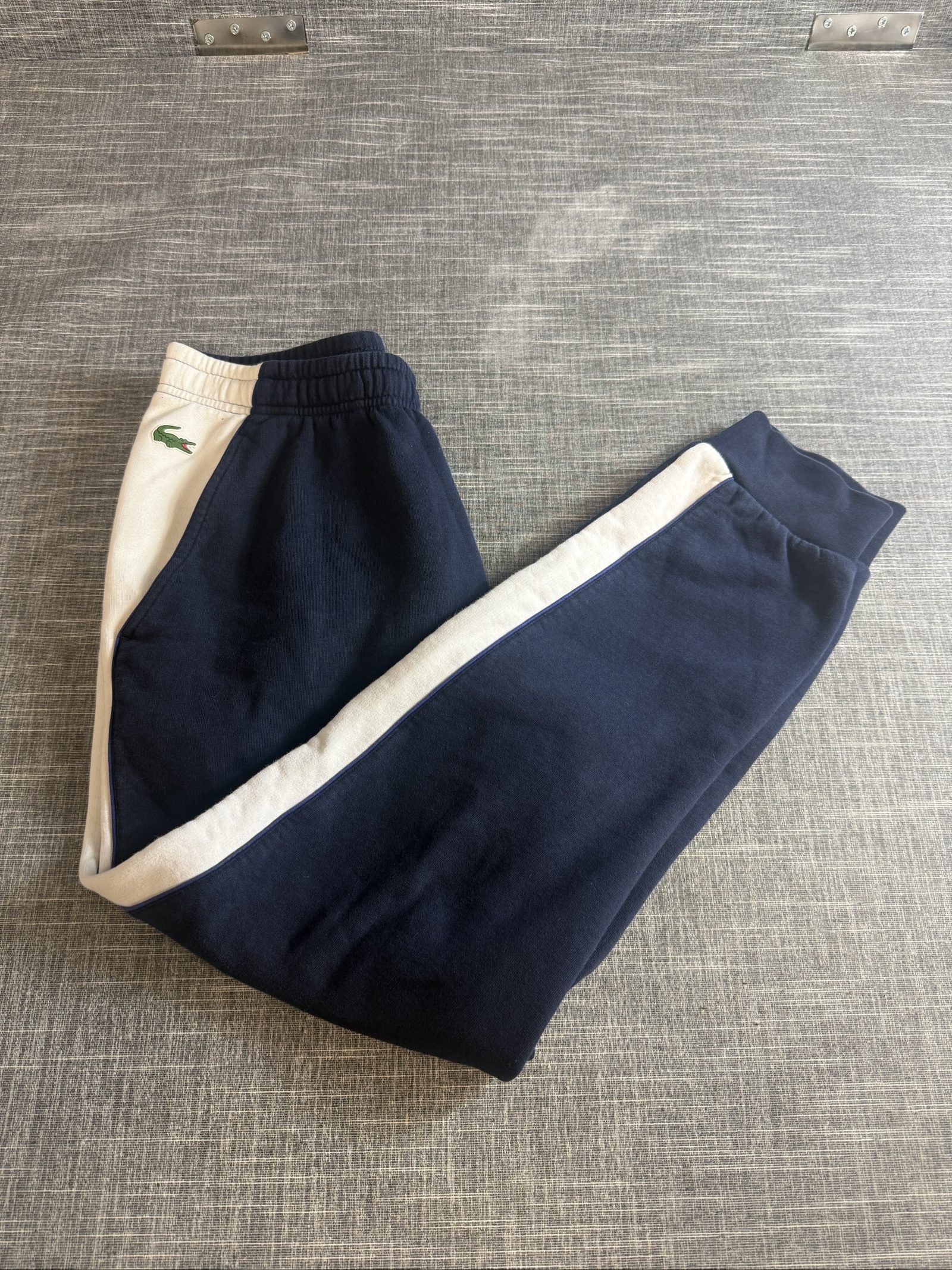 Lacoste Men’s Navy & White Colourblock Track Pants Cotton Blend XL