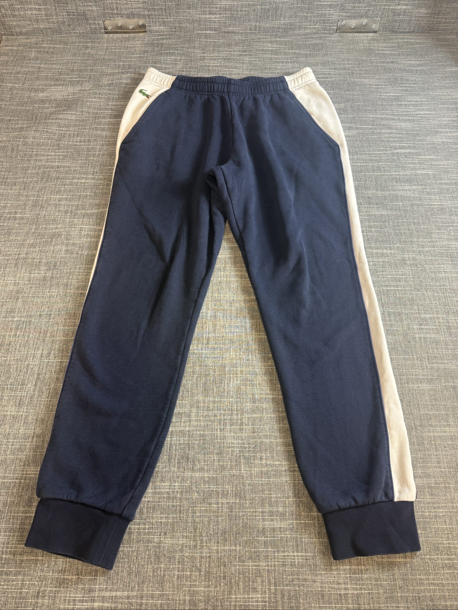 Lacoste Men’s Navy & White Colourblock Track Pants Cotton Blend XL image 3