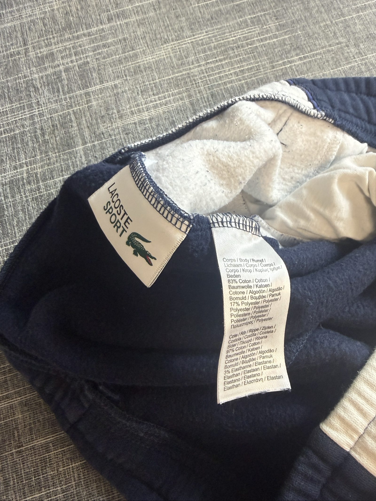 Lacoste Men’s Navy & White Colourblock Track Pants Cotton Blend XL image 5