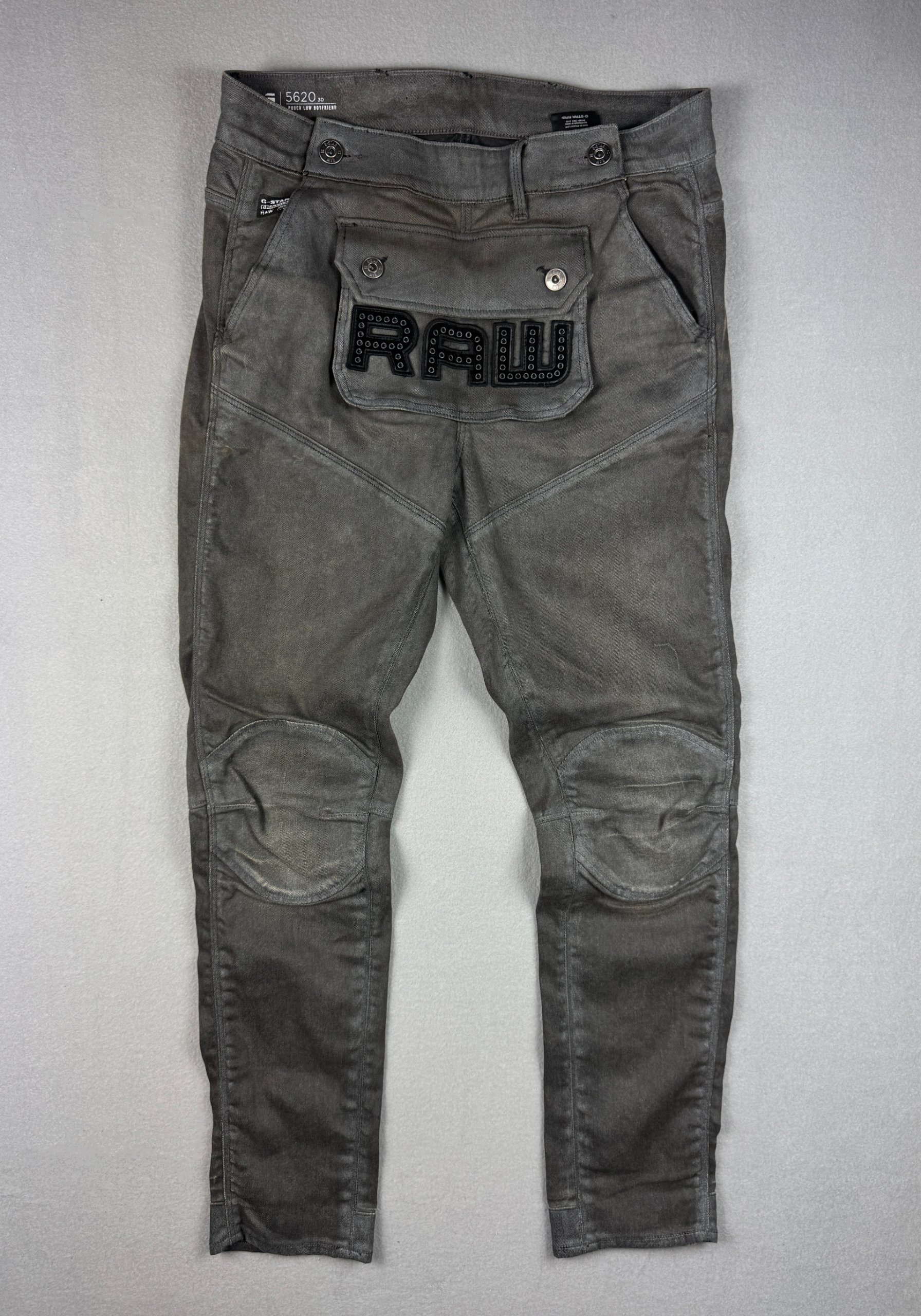G-Star RAW 5620 3D Pouch Low Boyfriend Grey Jeans Women`s Size W27 L32