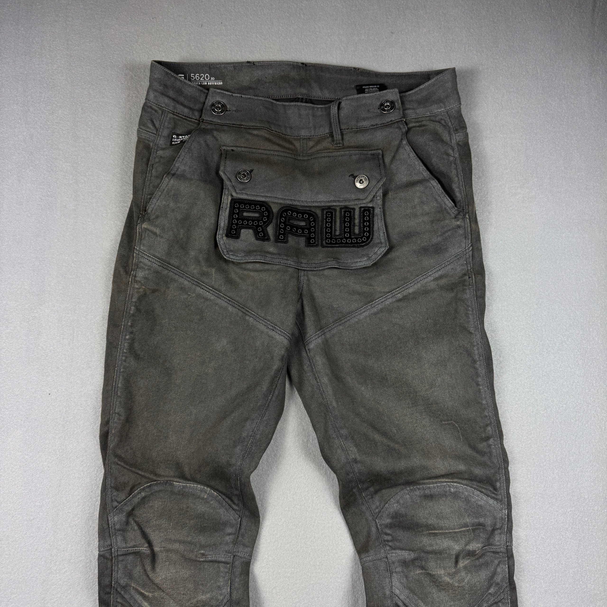 G-Star RAW 5620 3D Pouch Low Boyfriend Grey Jeans Women`s Size W27 L32 image 3