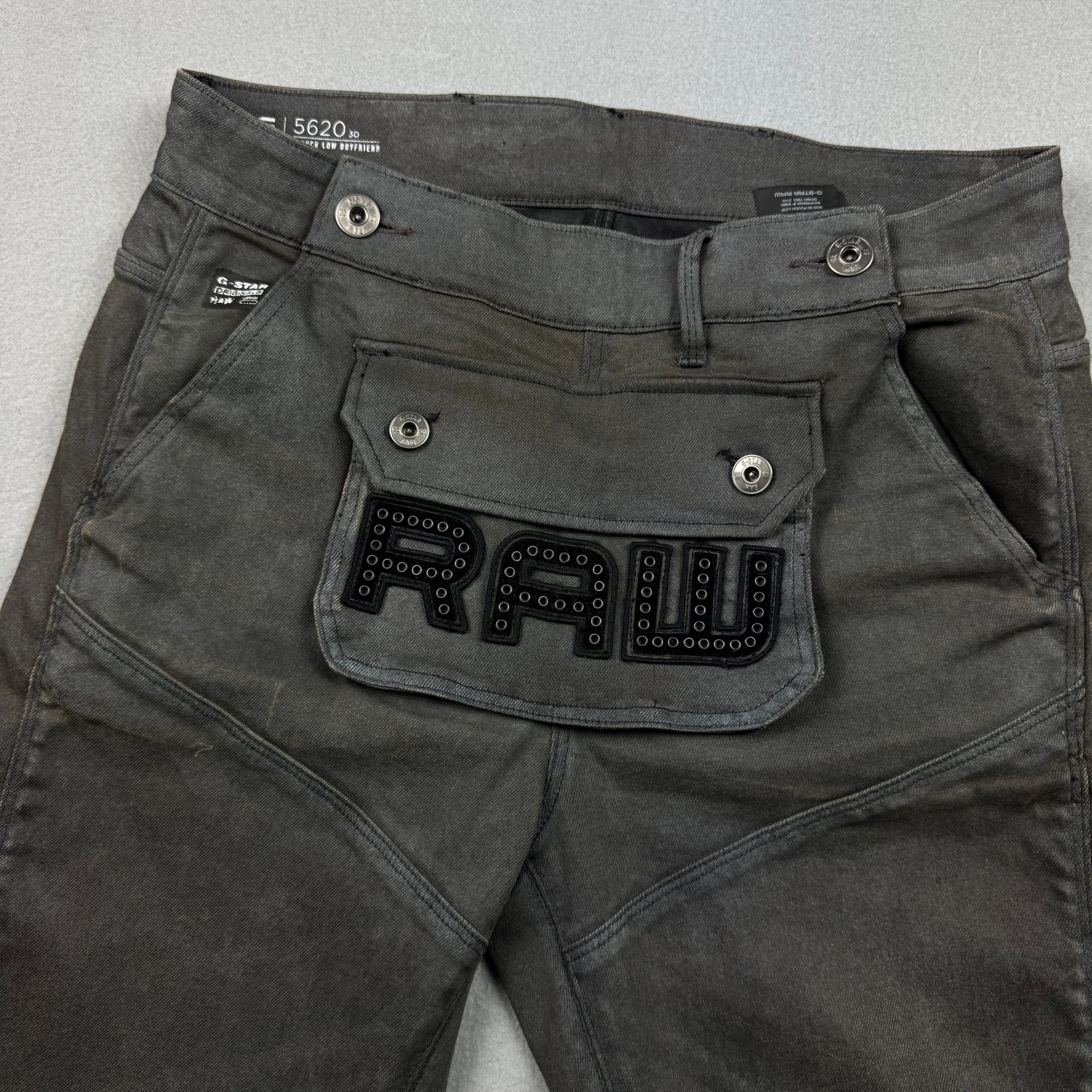 G-Star RAW 5620 3D Pouch Low Boyfriend Grey Jeans Women`s Size W27 L32 image 5