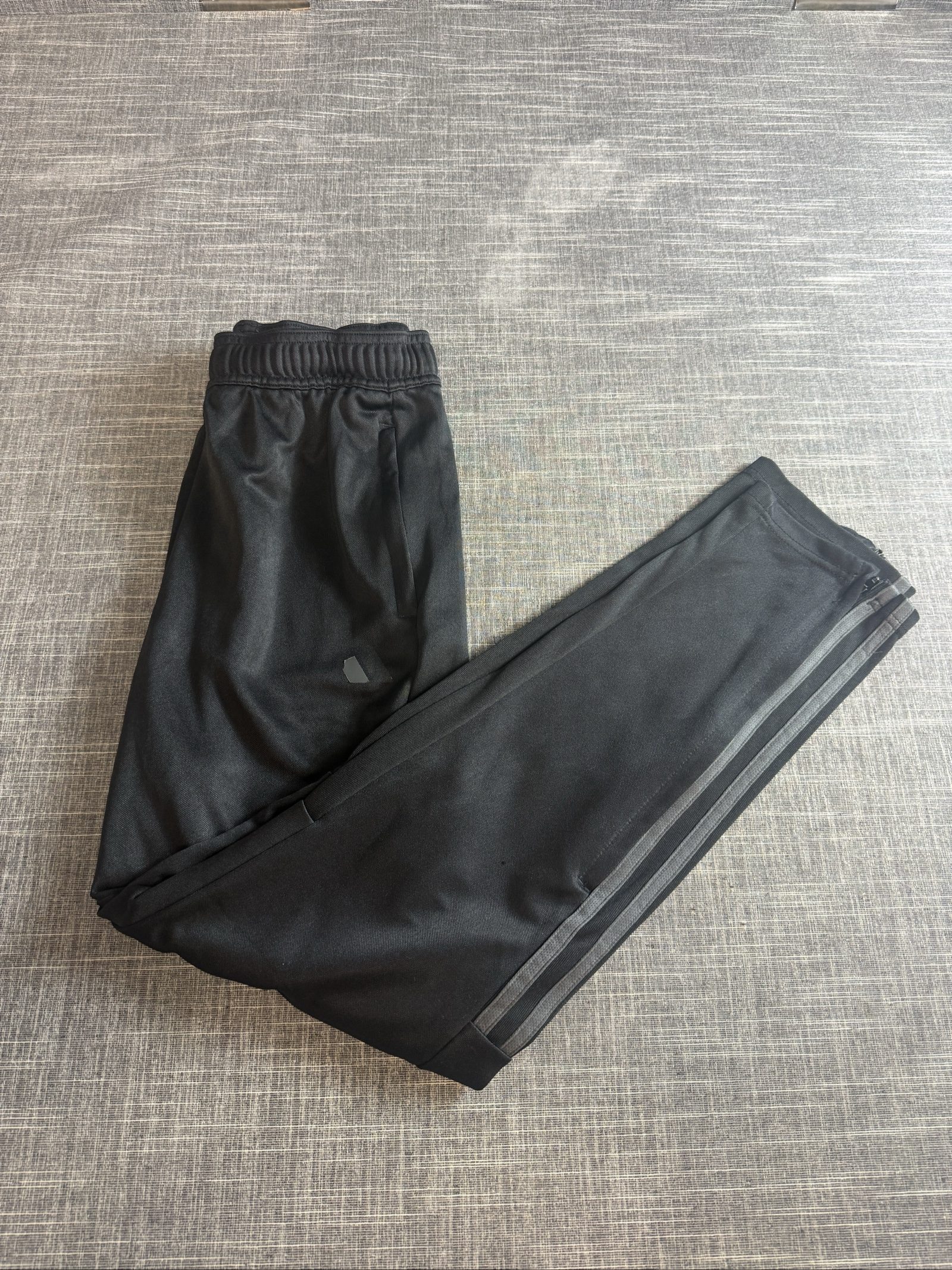 Adidas Boy’s Black Track Pants Size 18 with Side Stripes
