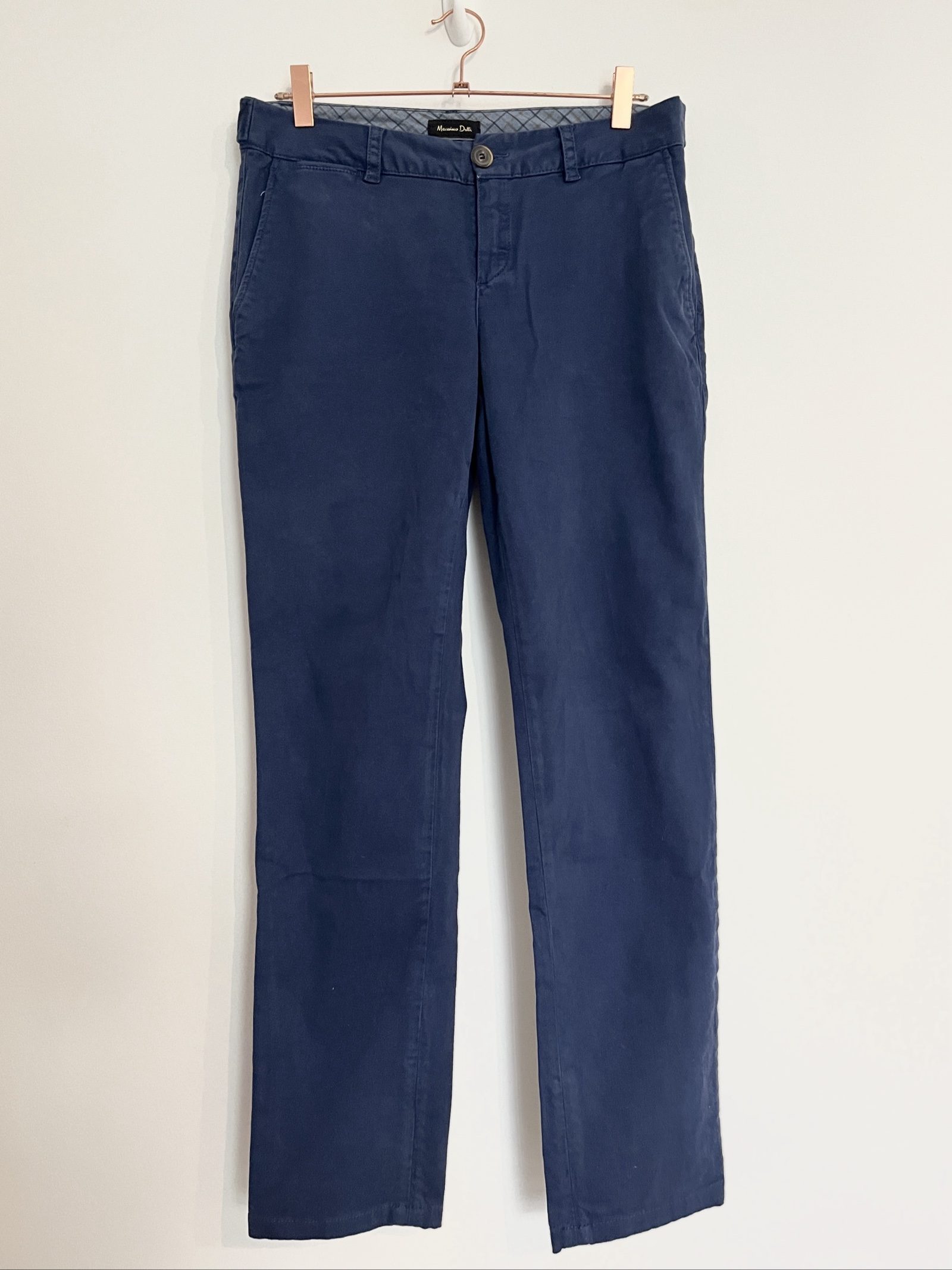 Massimo Dutti Navy Blue Cotton Trousers - 40