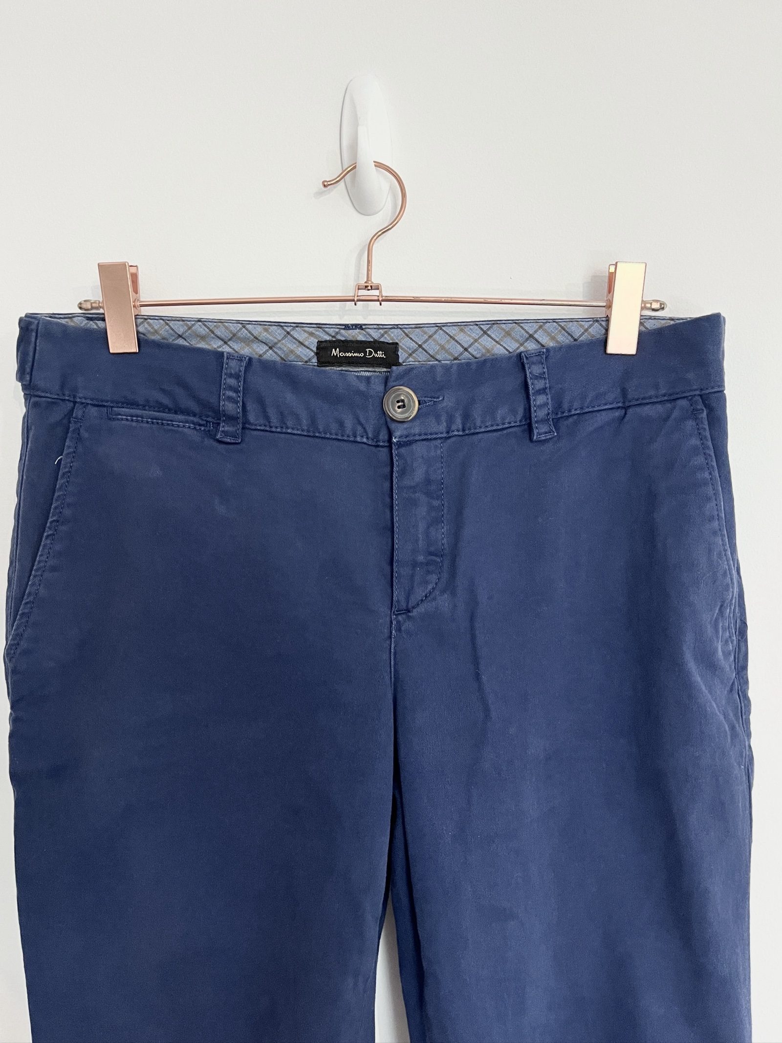 Massimo Dutti Navy Blue Cotton Trousers - 40 image 2