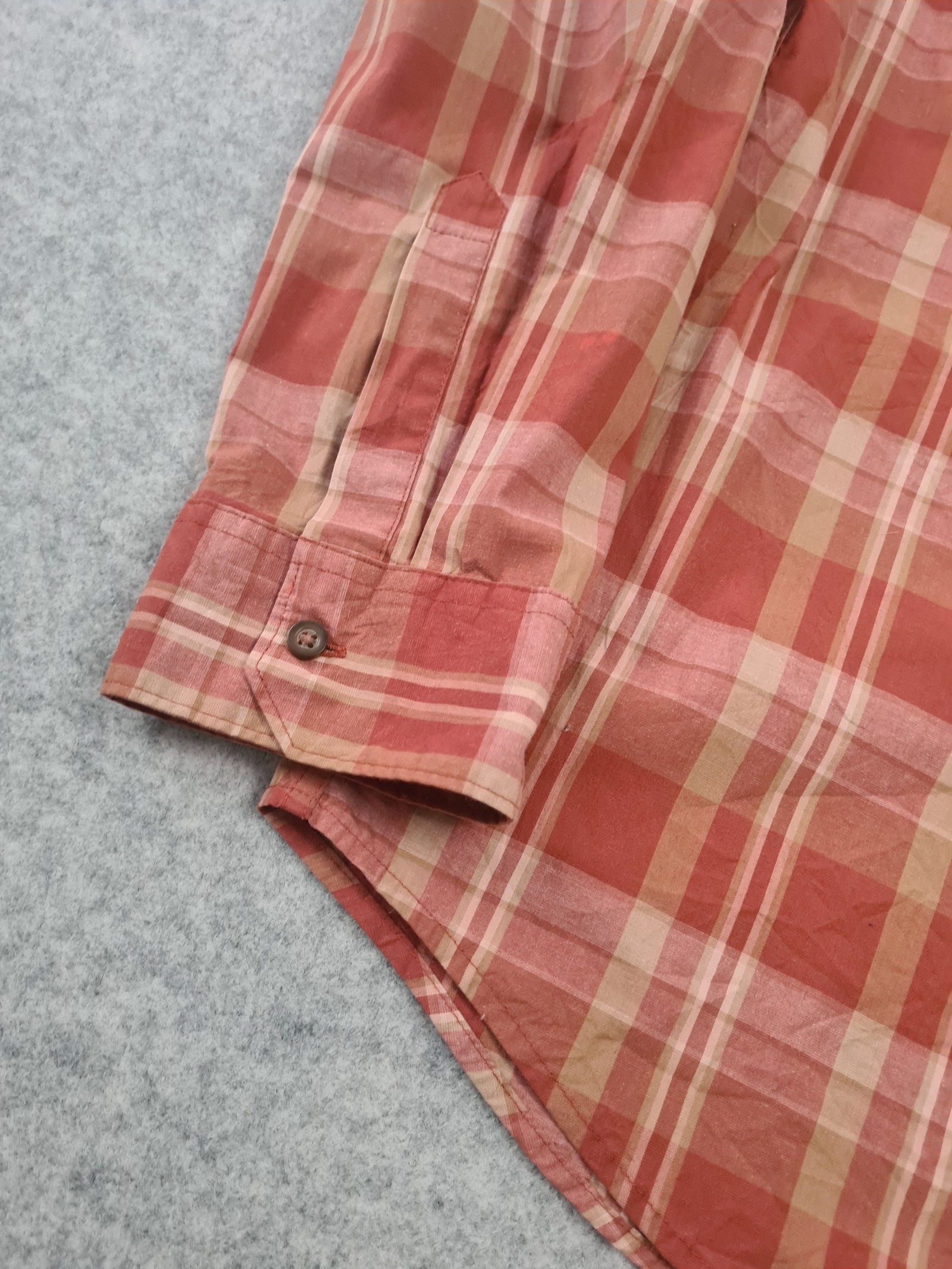 Wrangler Men’s Orange Beige Plaid Western Shirt Large 1129 image 3