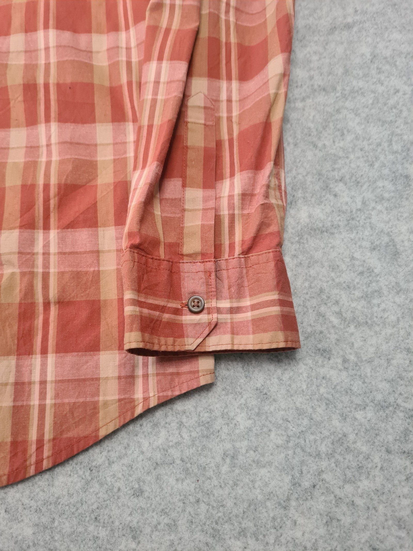Wrangler Men’s Orange Beige Plaid Western Shirt Large 1129 image 2