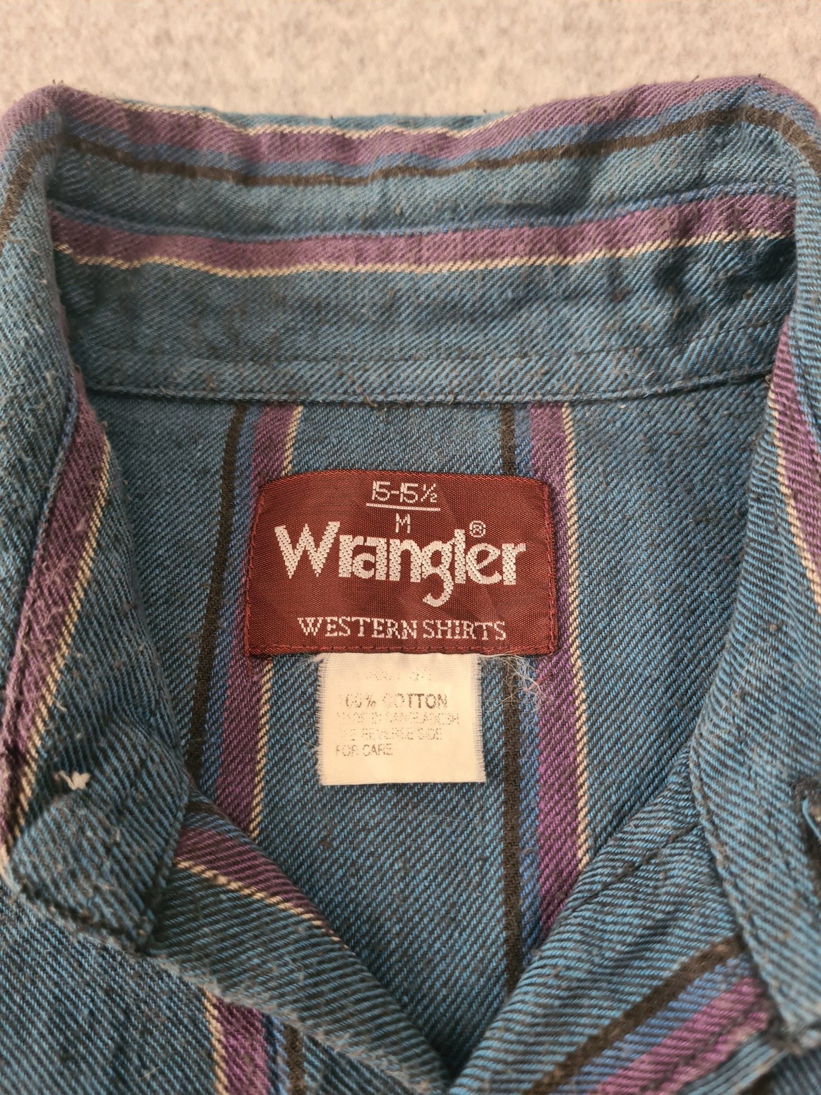Wrangler Men’s Blue Purple Stripe Western Shirt Medium 1128 image 5