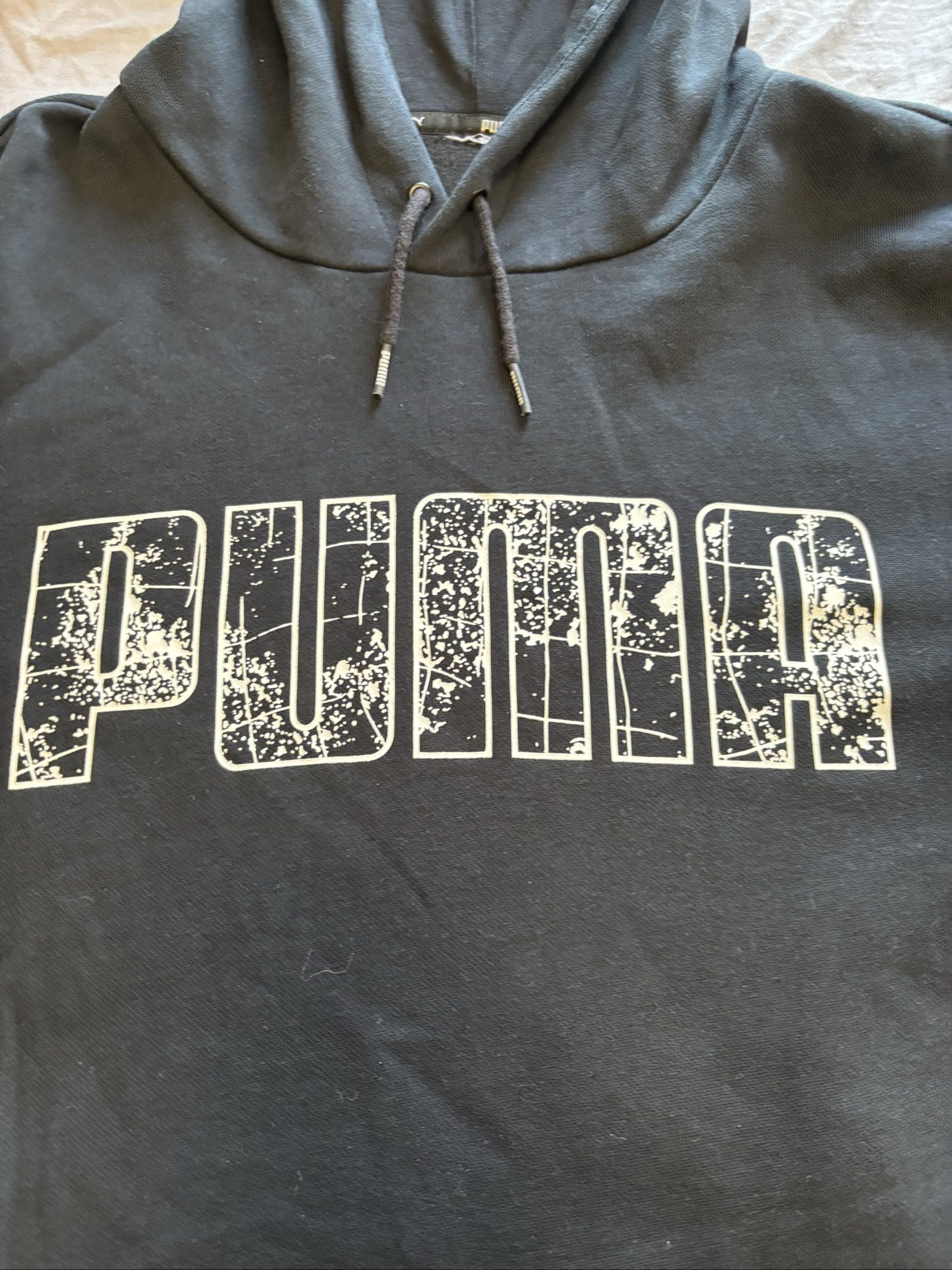 Puma Black & White Men's Hoodie xl Distressed Logo image 2