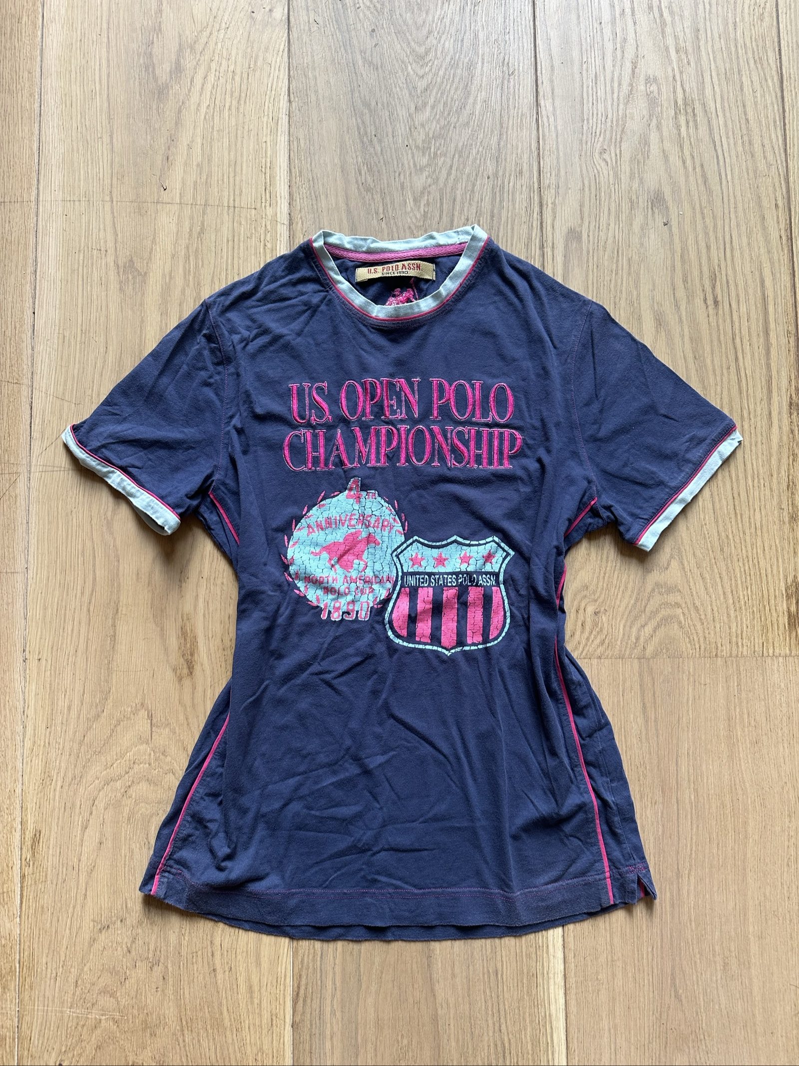 U.S. Polo Assn. Navy & Pink Women's US Open Polo Championship T-Shirt Medium