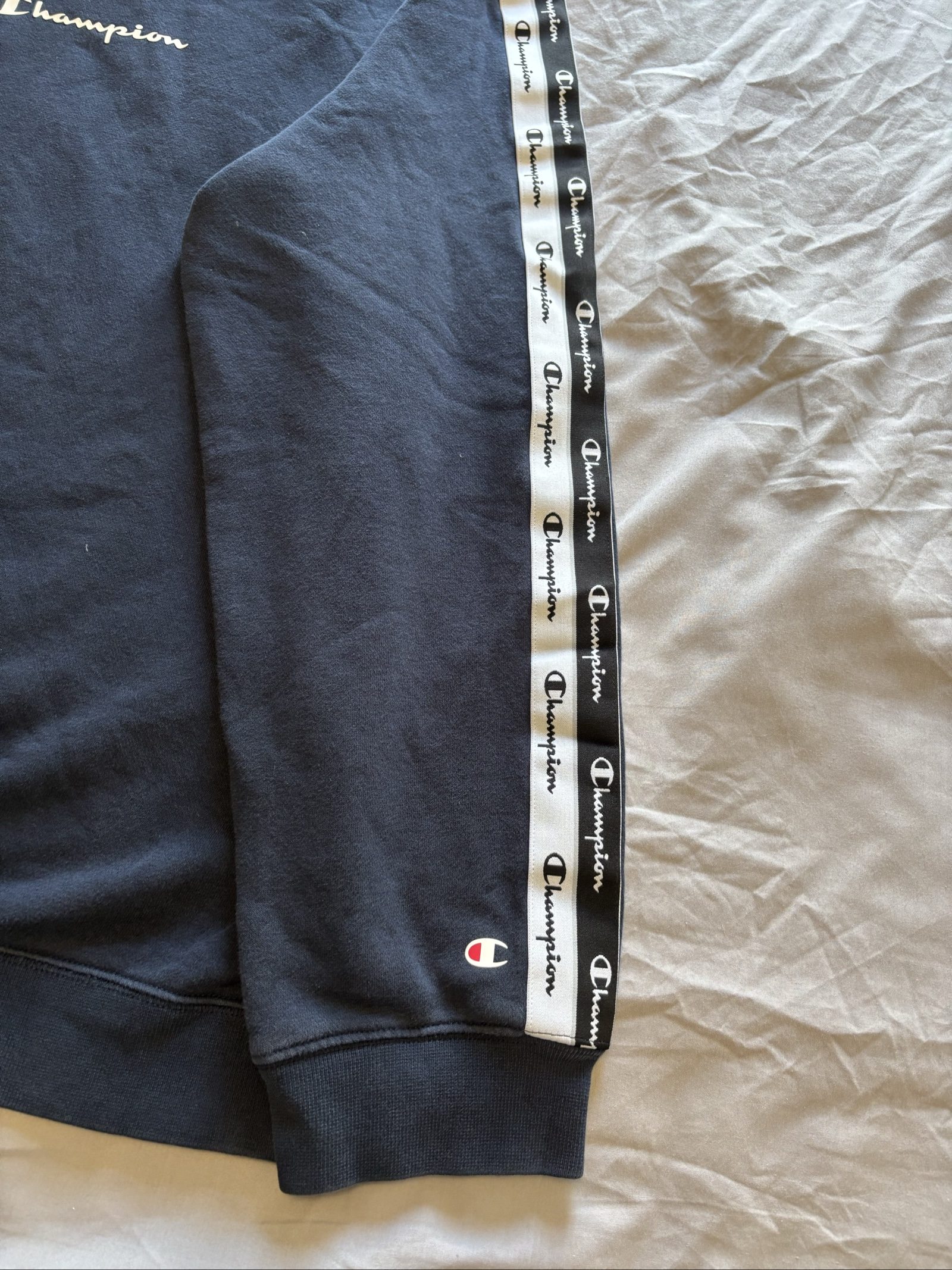 Champion Navy & White Tape Logo Sweatshirt 2XL Men's image 2