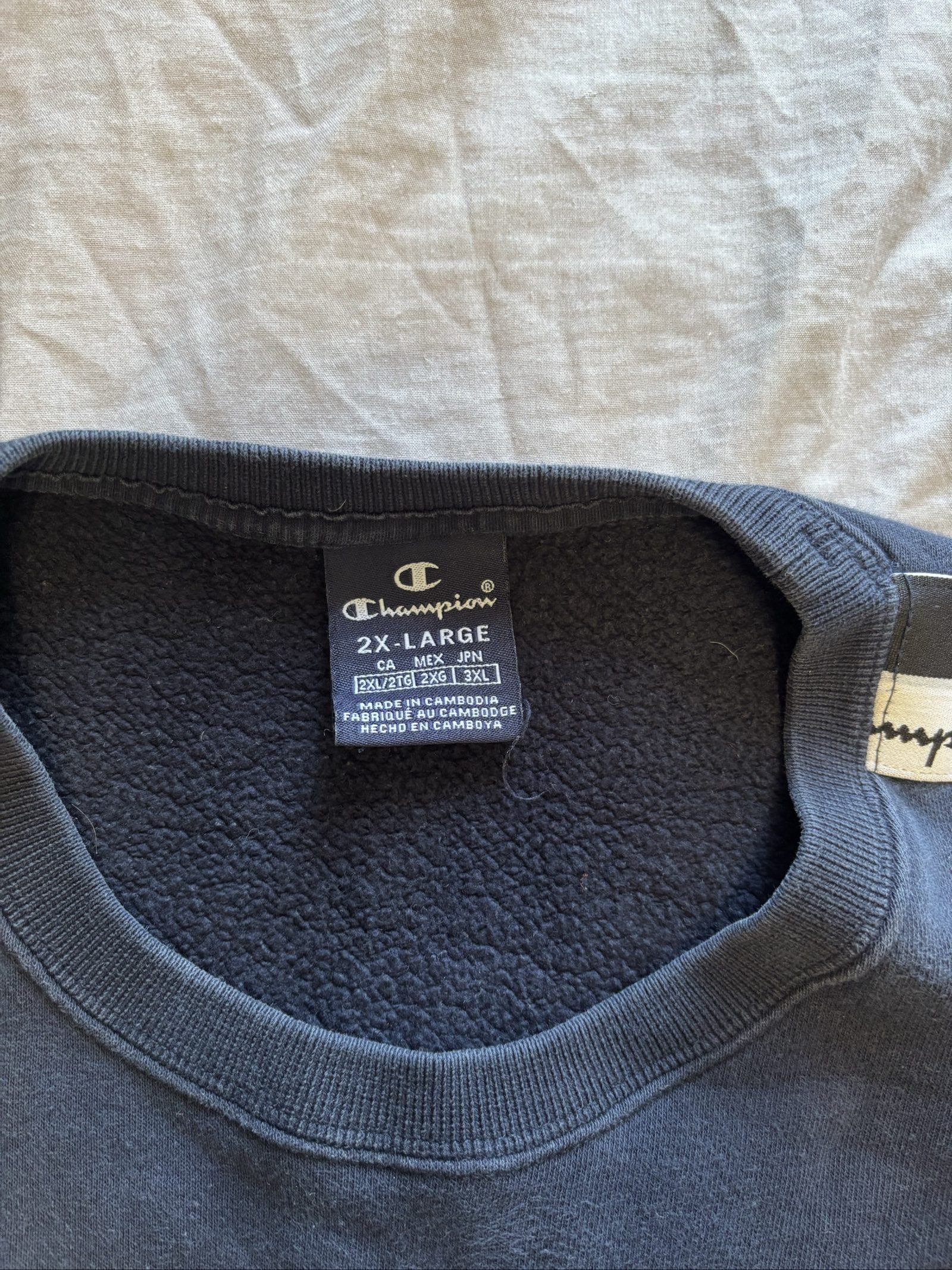 Champion Navy & White Tape Logo Sweatshirt 2XL Men's image 3