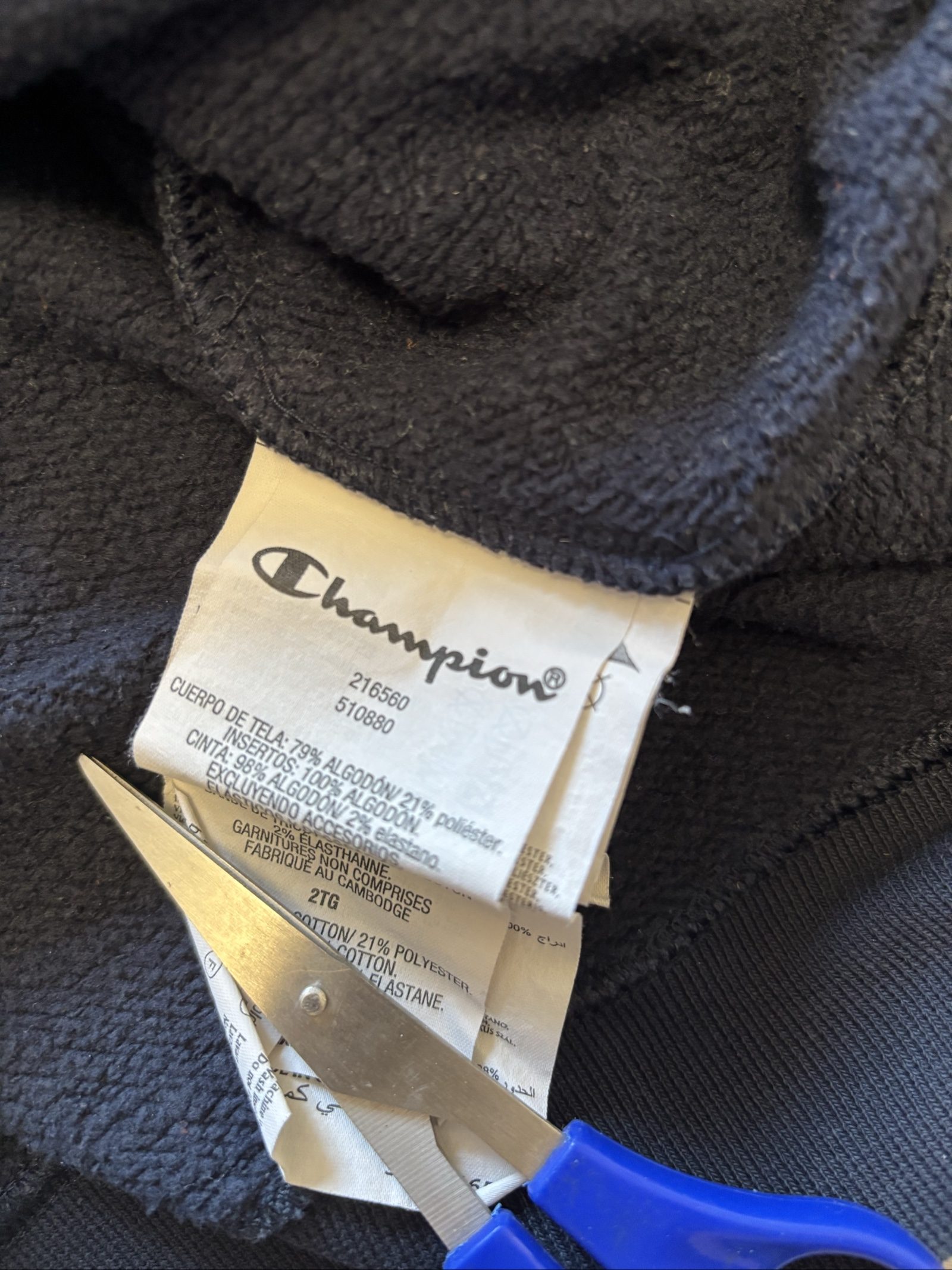 Champion Navy & White Tape Logo Sweatshirt 2XL Men's image 4