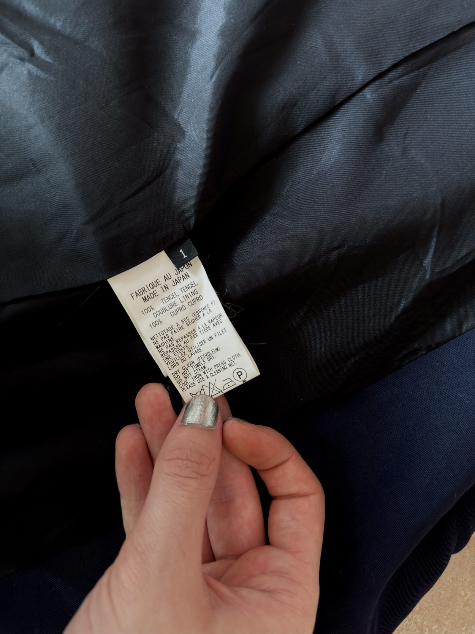 Ground Y Navy Blue Coat Size 1 Tencel image 4