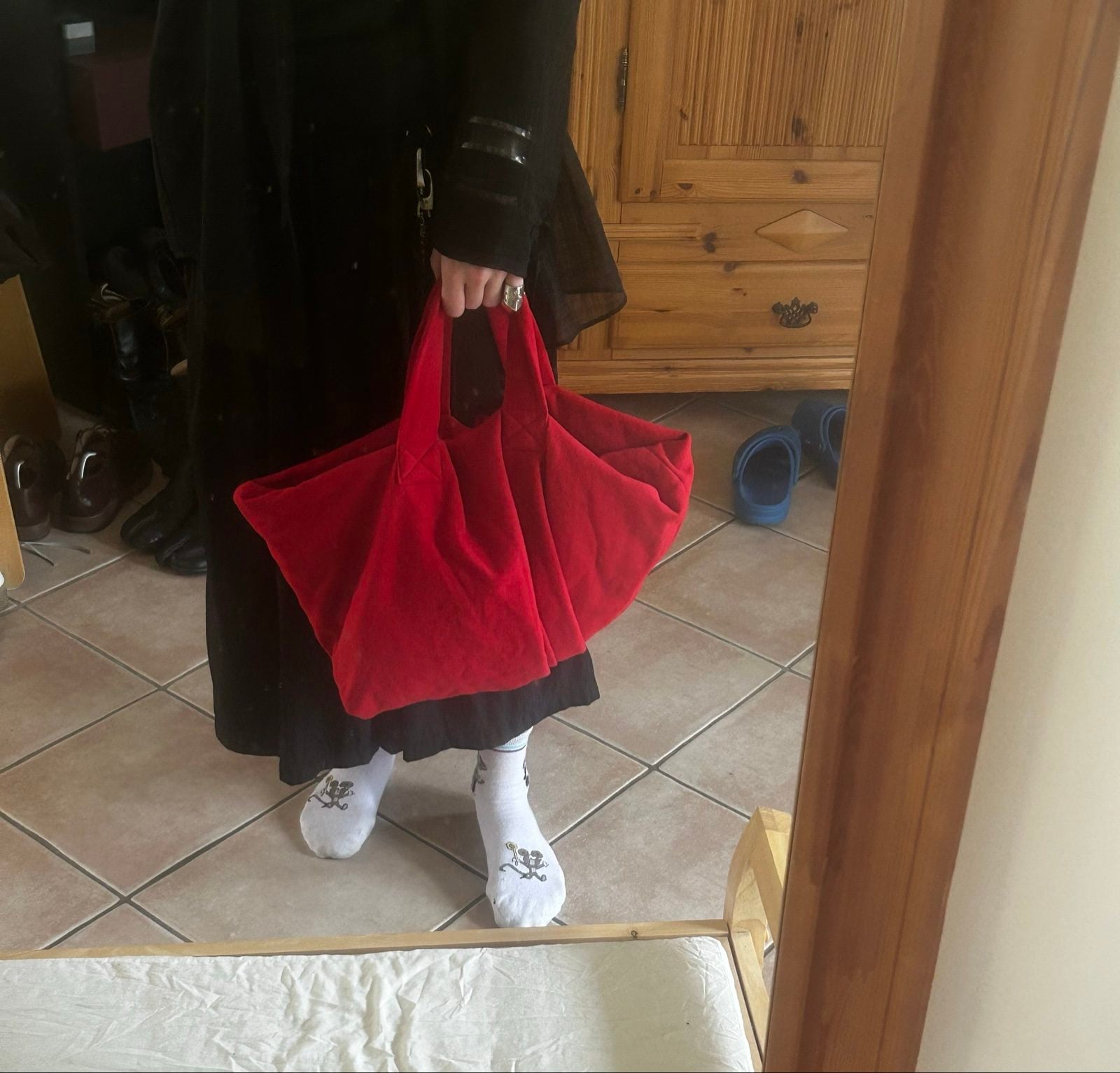 COMME des GARÇONS Red Tote Bag Wool Nylon Polyester image 2