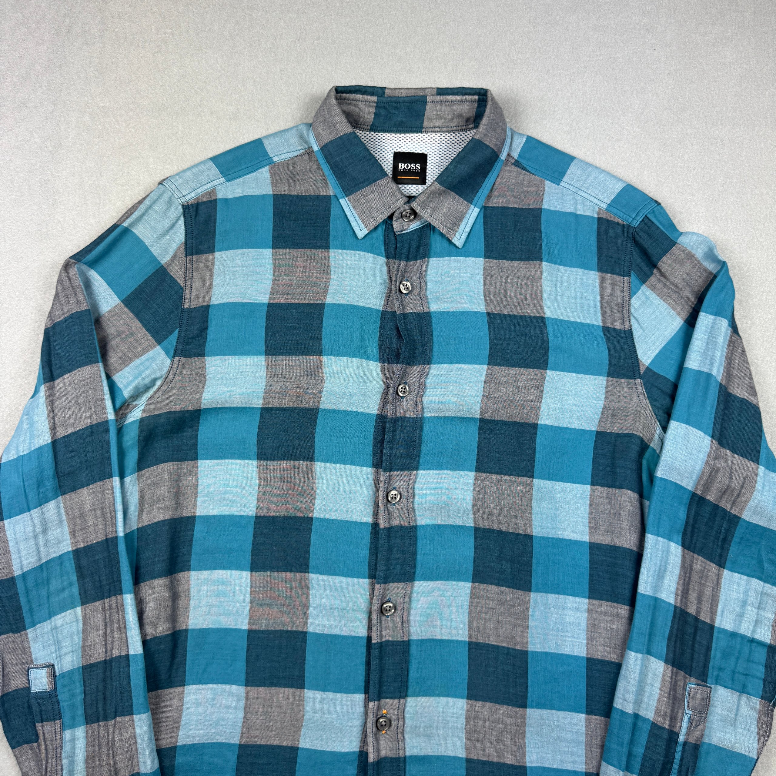 Hugo Boss Reggie Men's Blue & Grey Check Regular Fit Shirt Size M image 2