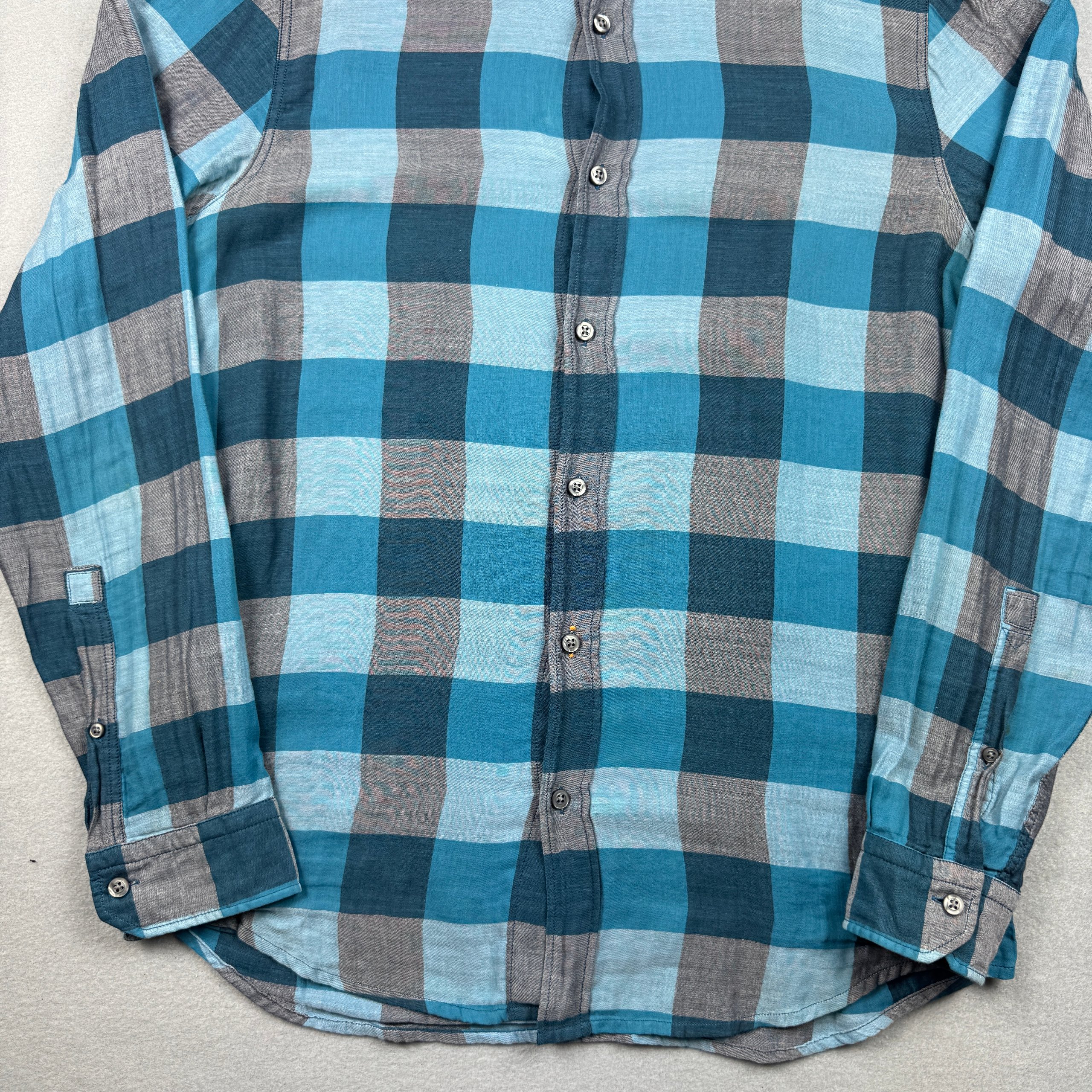 Hugo Boss Reggie Men's Blue & Grey Check Regular Fit Shirt Size M image 3