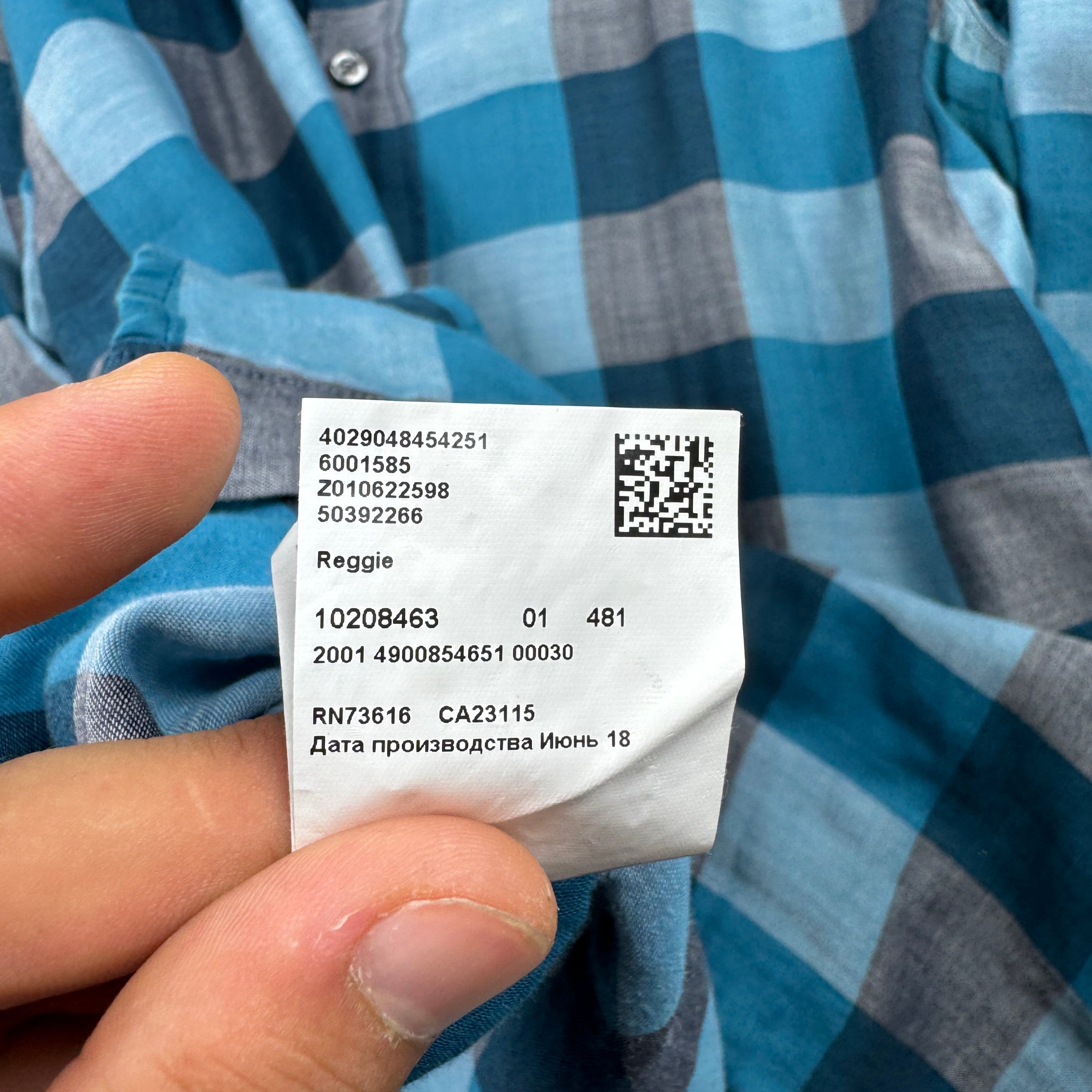 Hugo Boss Reggie Men's Blue & Grey Check Regular Fit Shirt Size M image 10