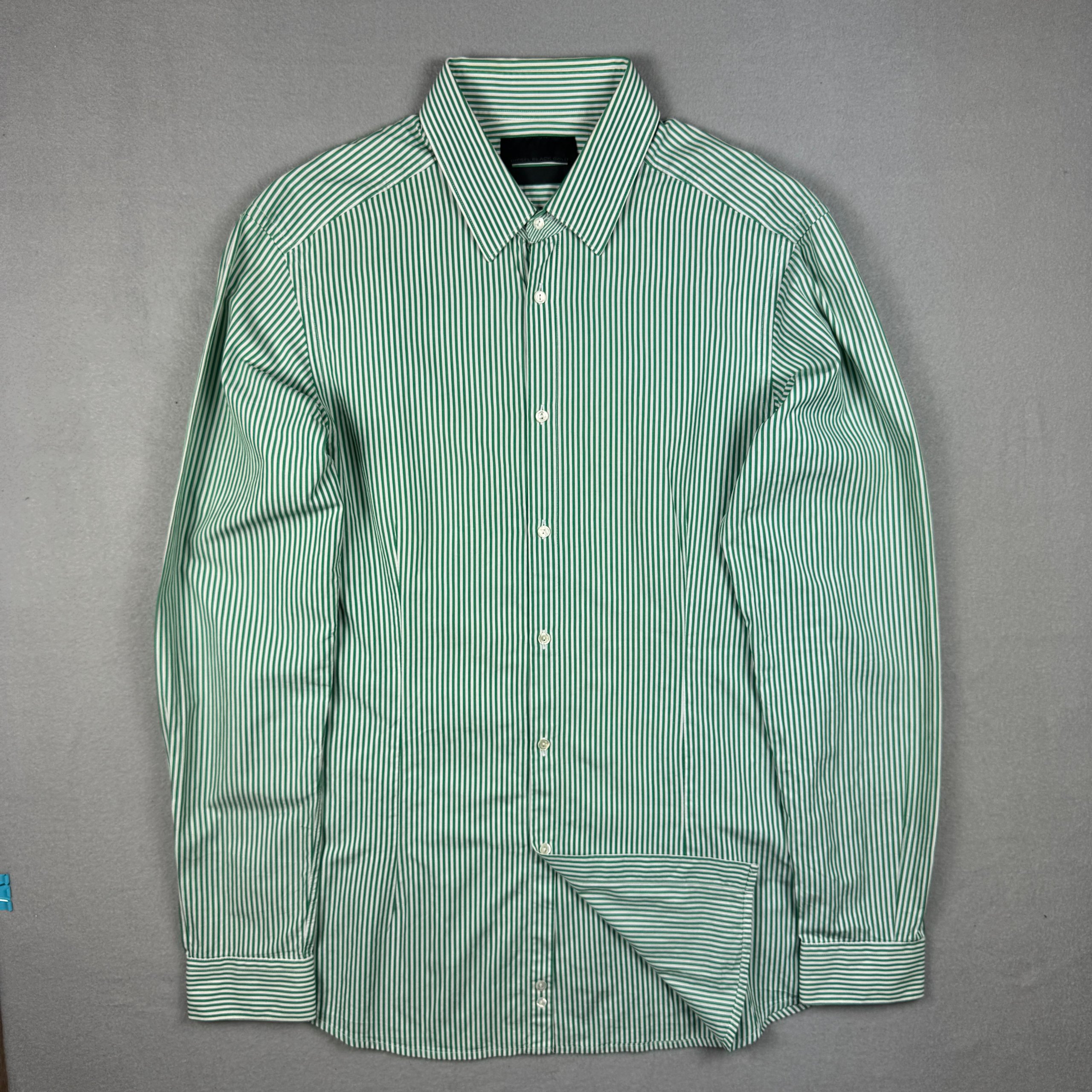 Diesel Black Gold Green & White Striped Slim Fit Shirt Men`s Size M