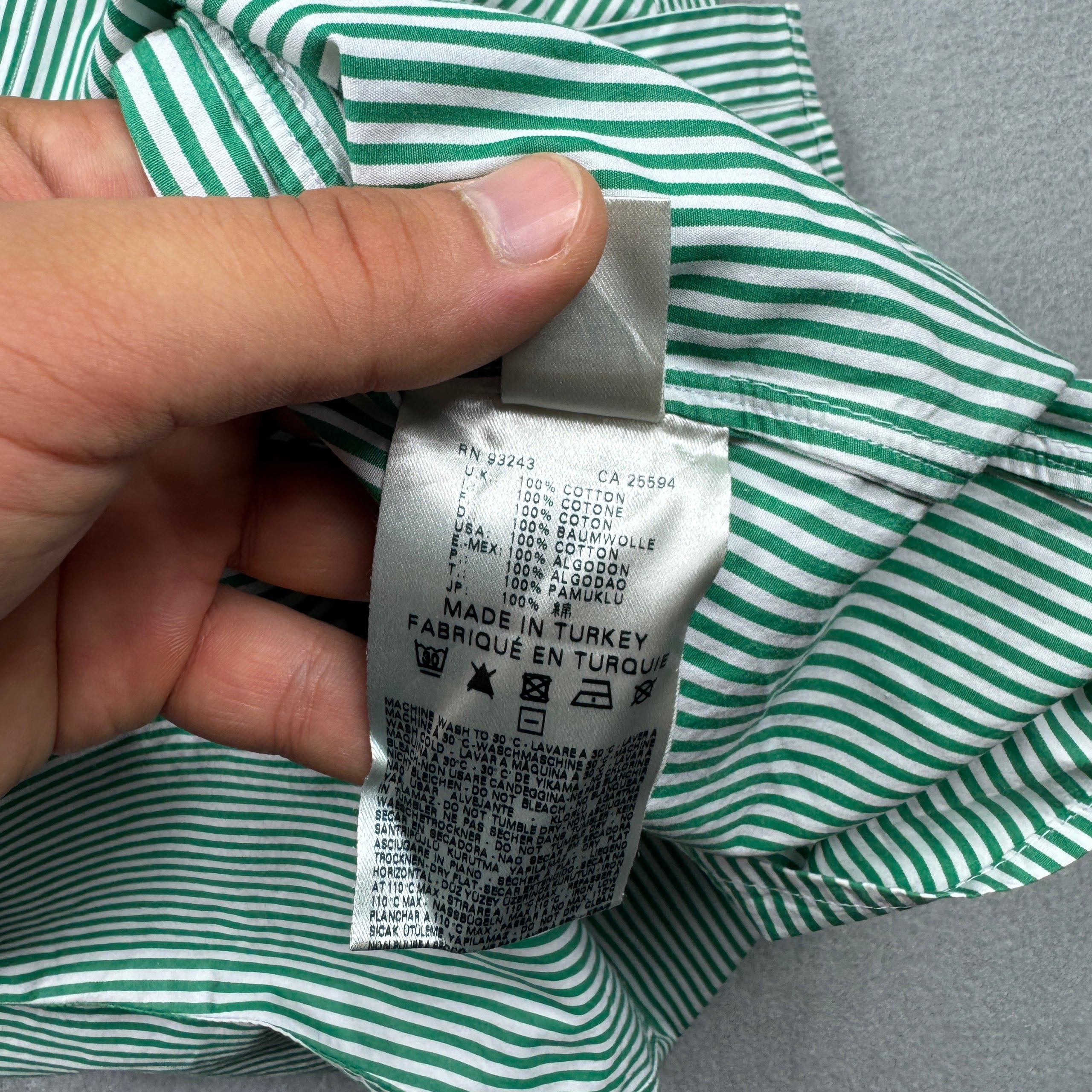 Diesel Black Gold Green & White Striped Slim Fit Shirt Men`s Size M image 8