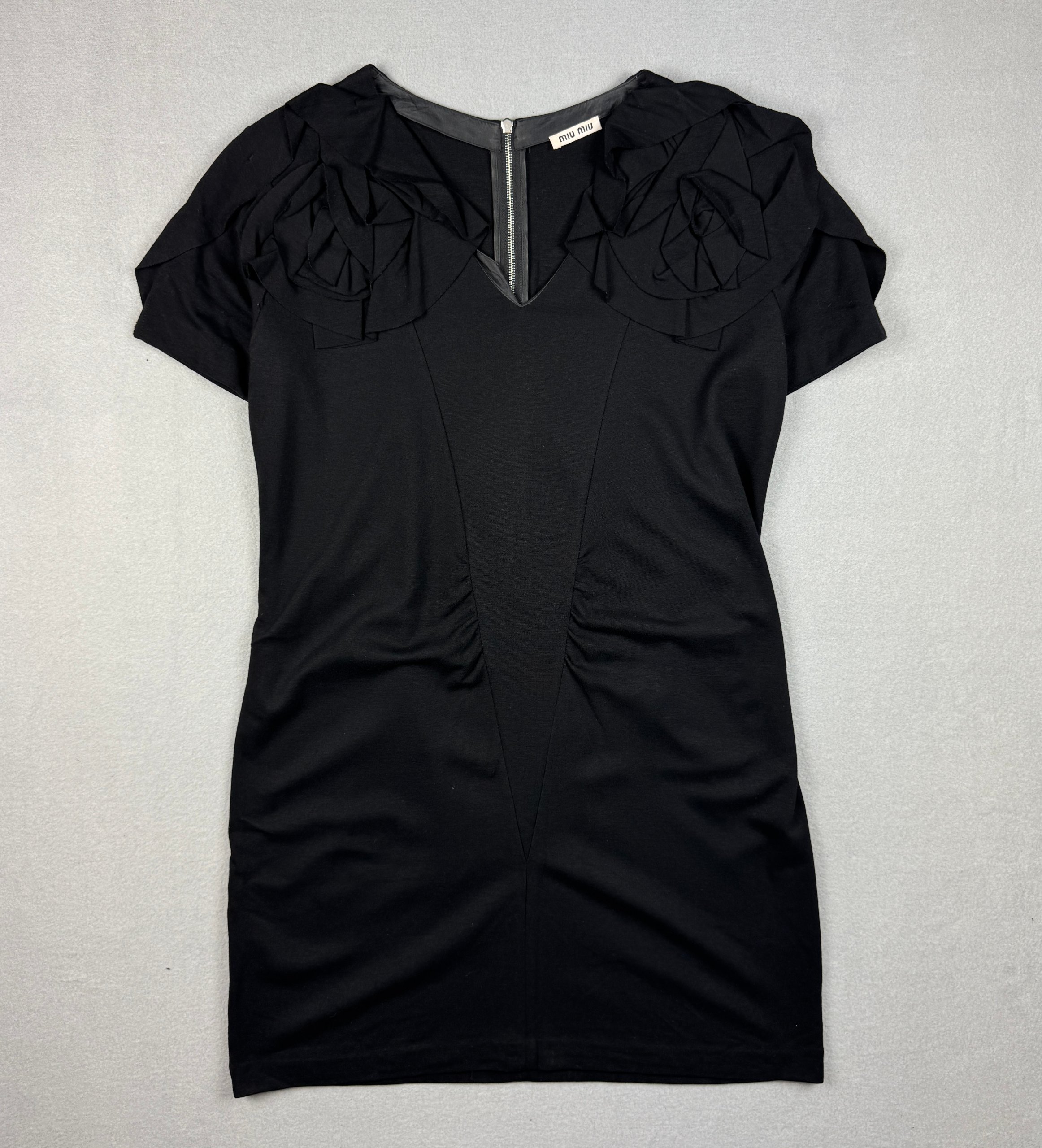 Miu Miu Black Floral Rose Detail Dress Size S