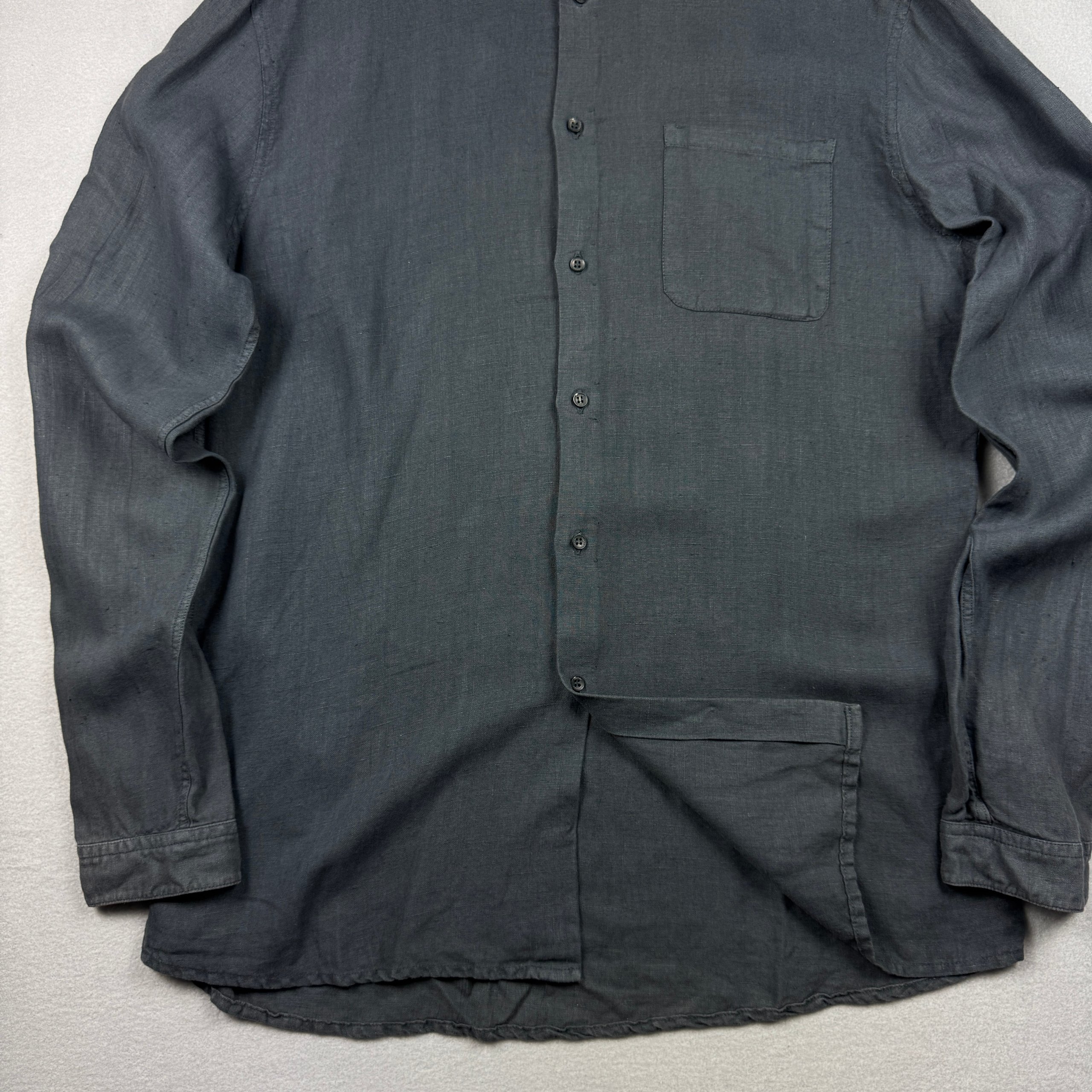 Hannes Roether Dark Grey Linen Shirt Classic Fit Size XXL image 3