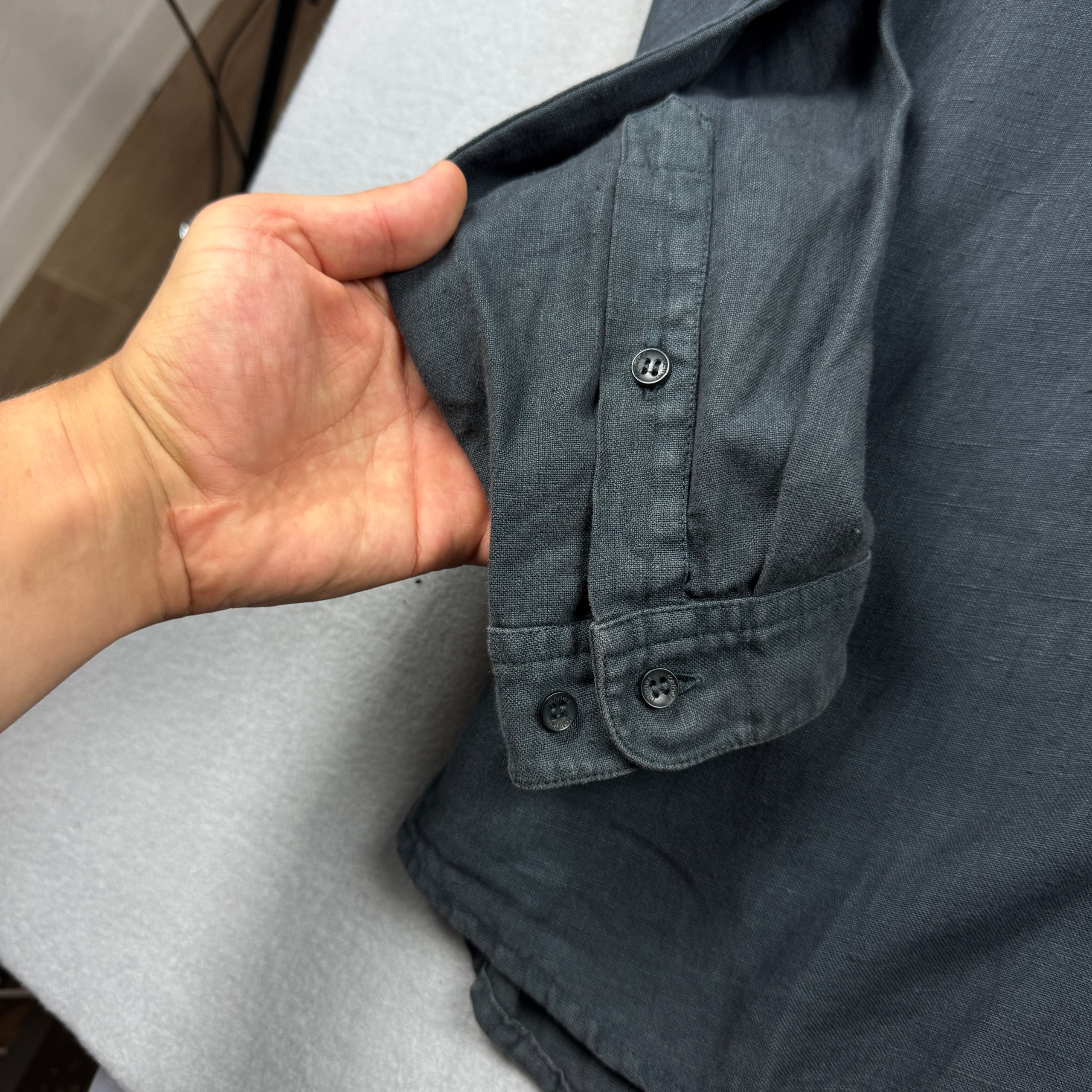 Hannes Roether Dark Grey Linen Shirt Classic Fit Size XXL image 5