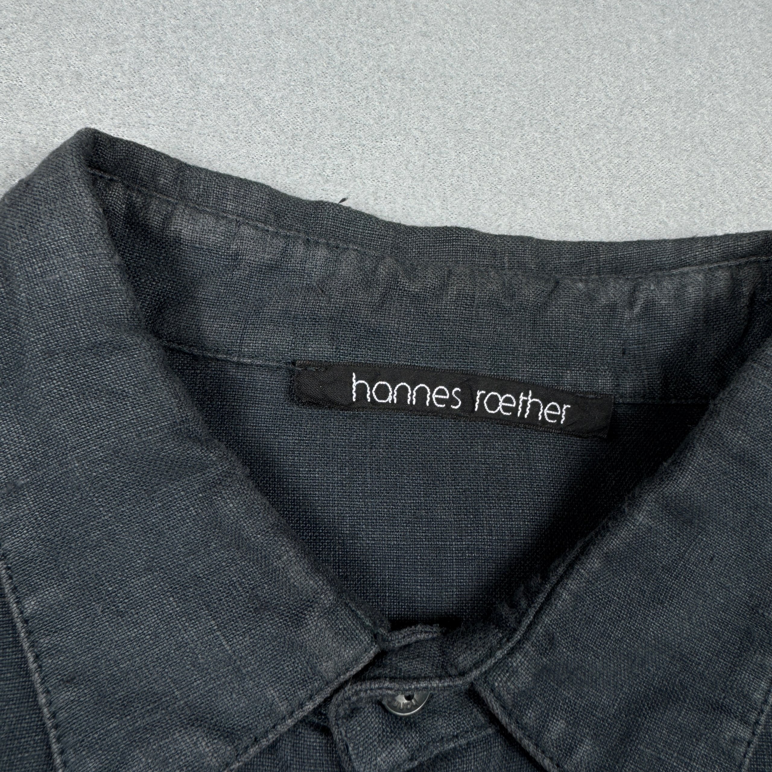 Hannes Roether Dark Grey Linen Shirt Classic Fit Size XXL image 6