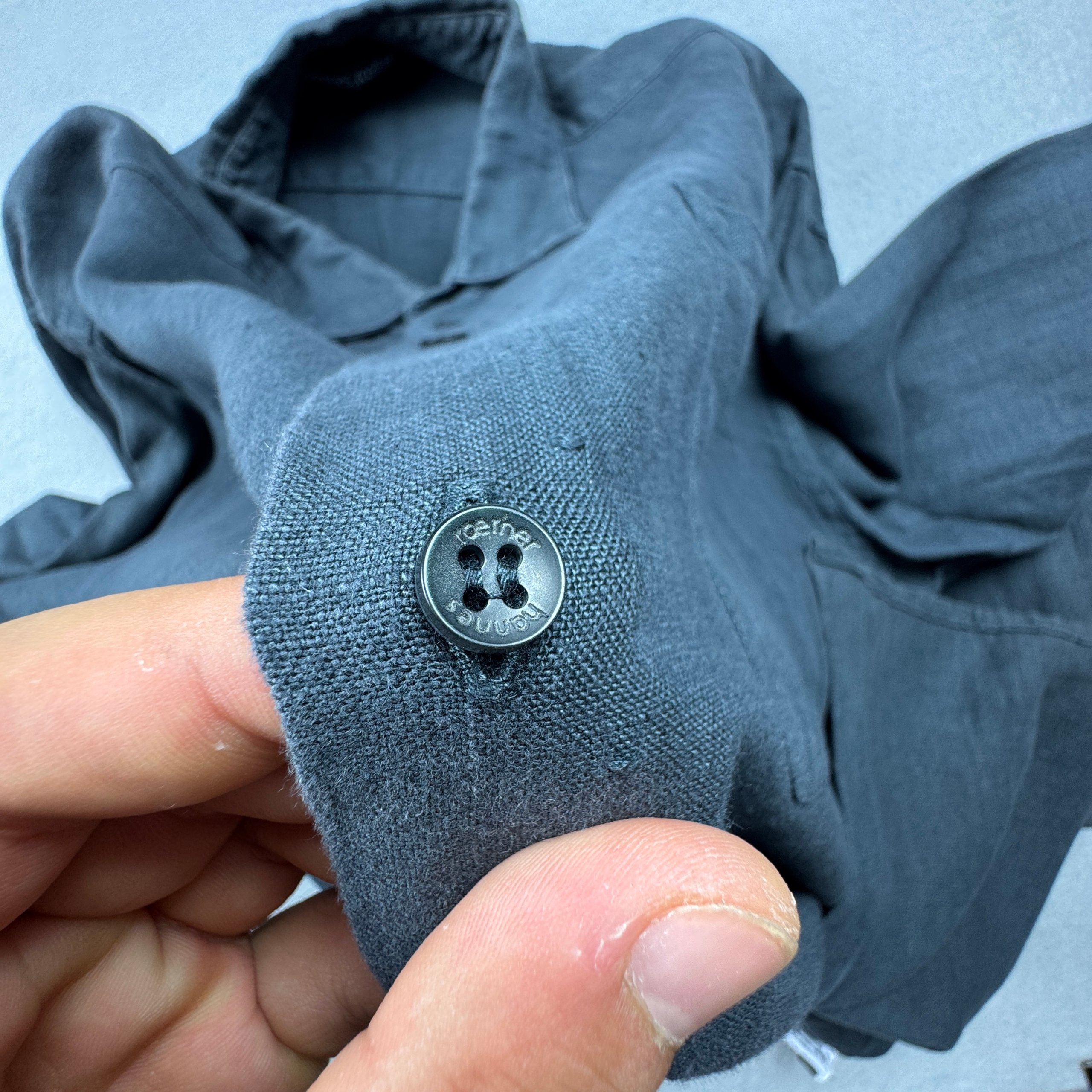 Hannes Roether Dark Grey Linen Shirt Classic Fit Size XXL image 9