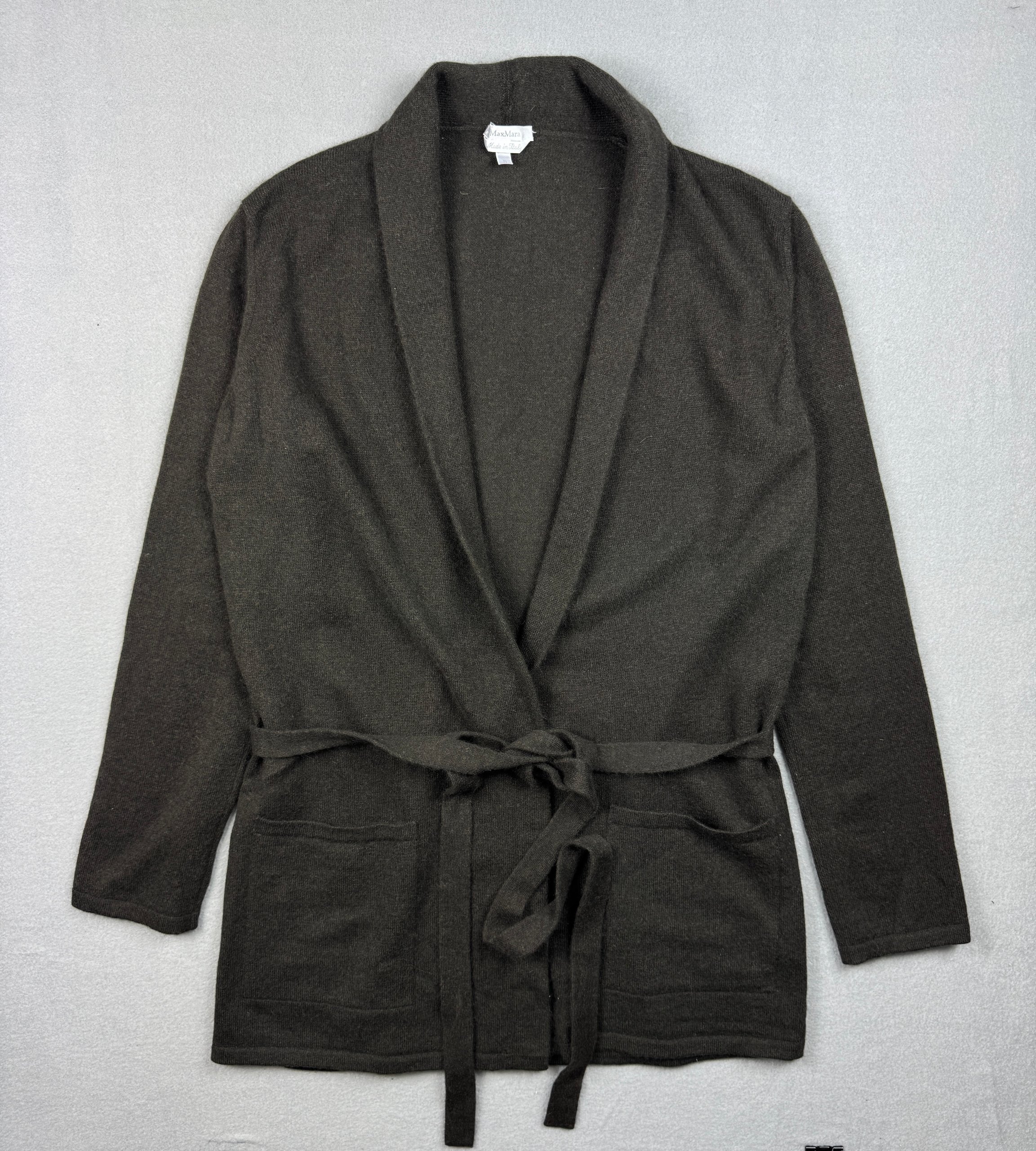 Max Mara Brown Belted Knit Cardigan Small Wool & Angora Size S