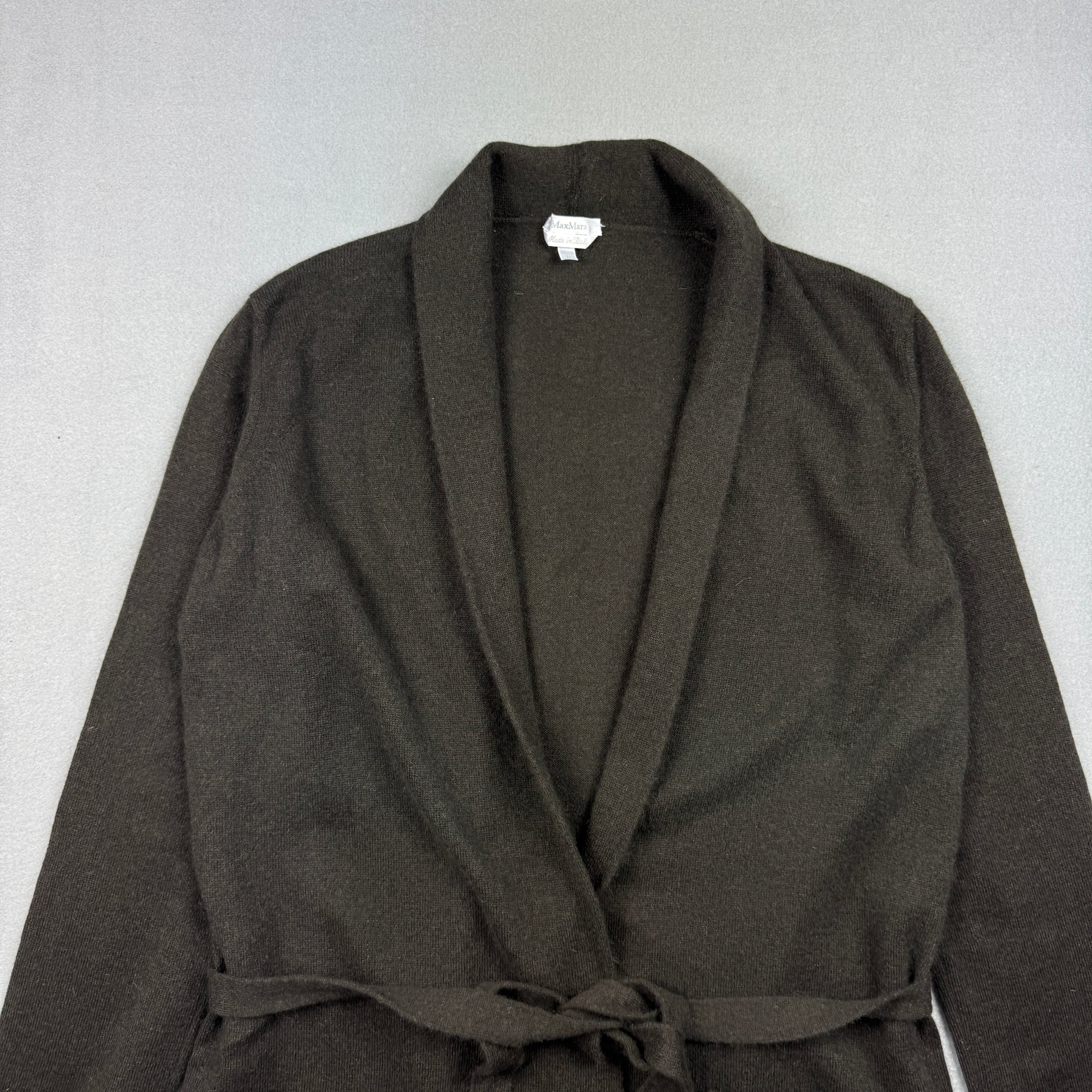 Max Mara Brown Belted Knit Cardigan Small Wool & Angora Size S image 2