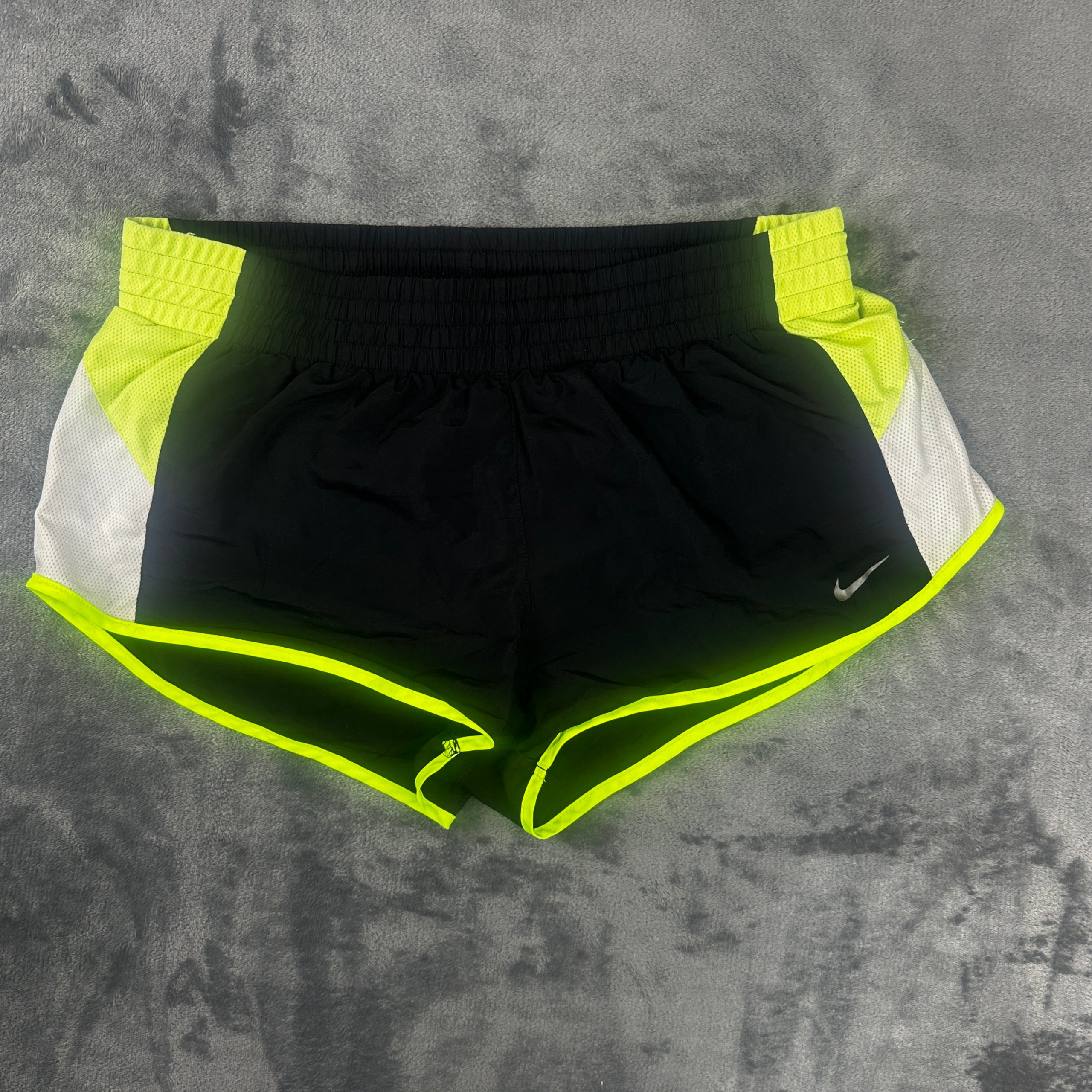 Nike Women’s Dri-FIT Tempo Running Shorts - Black & Neon Volt - Size M