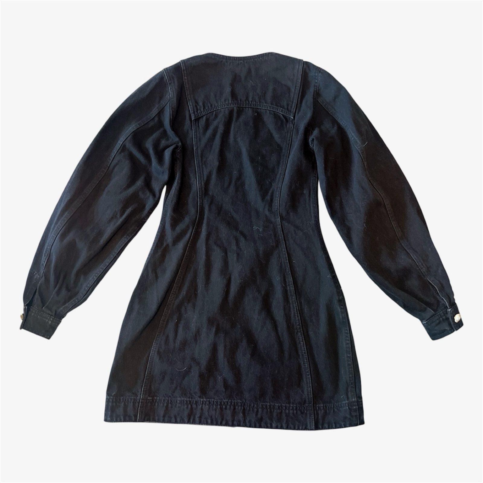 Aje Willa Denim Midi Dress Black AU 8 / US 4 / S Long Sleeve Zip Pockets image 7