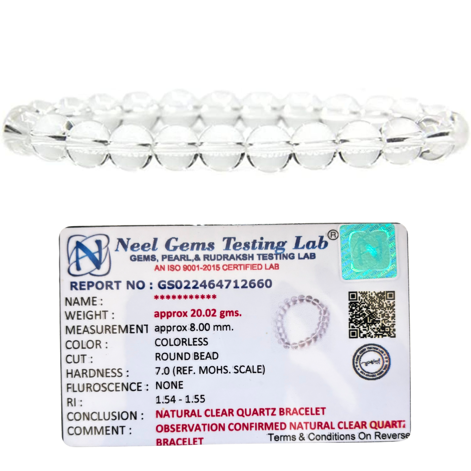 Clear Quartz 8mm Gemstone Bead Bracelet, Lab Certified Natural Crystal 7.5 Inch Stretchable Bracelet for Clarity, Balance & Positive Energy image 3