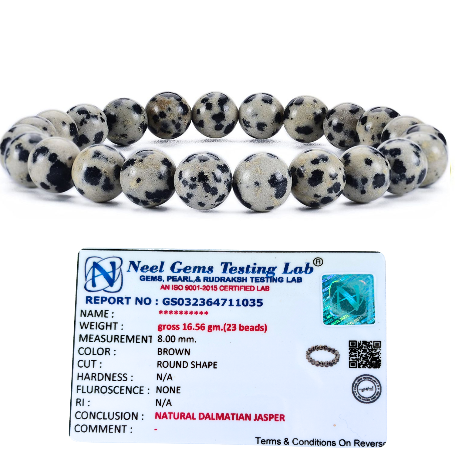 Dalmatian Jasper 8mm Gemstone Bead Bracelet, Lab Certified Natural Spotted Crystal 7.5 Inch Stretchable Bracelet for Balance, Joy & Grounding image 3