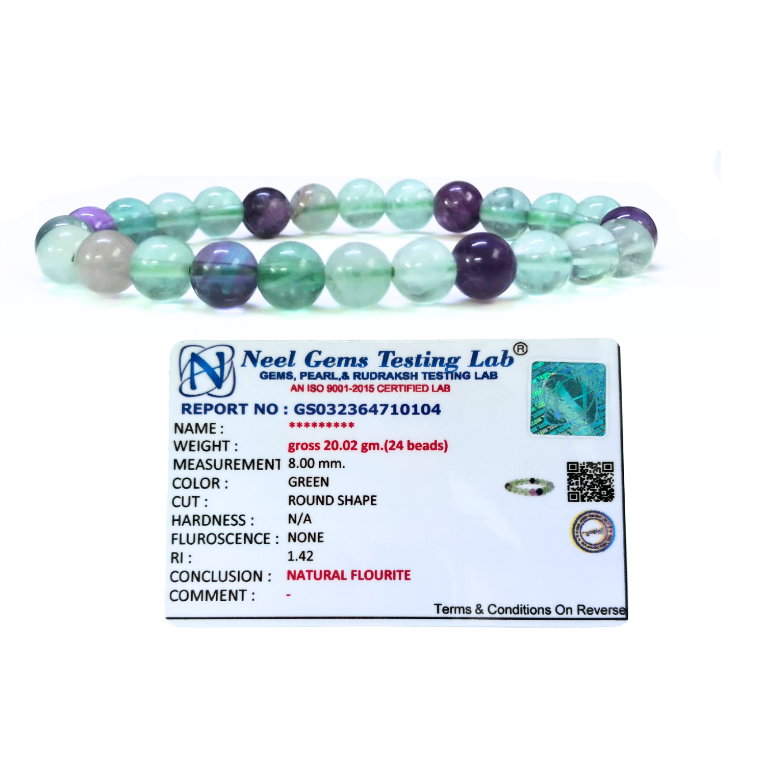 Multi Colour Fluorite 8mm Gemstone Bead Bracelet, Lab Certified Natural Crystal 7.5 Inch Stretchable Bracelet for Clarity, Balance & Focus image 2
