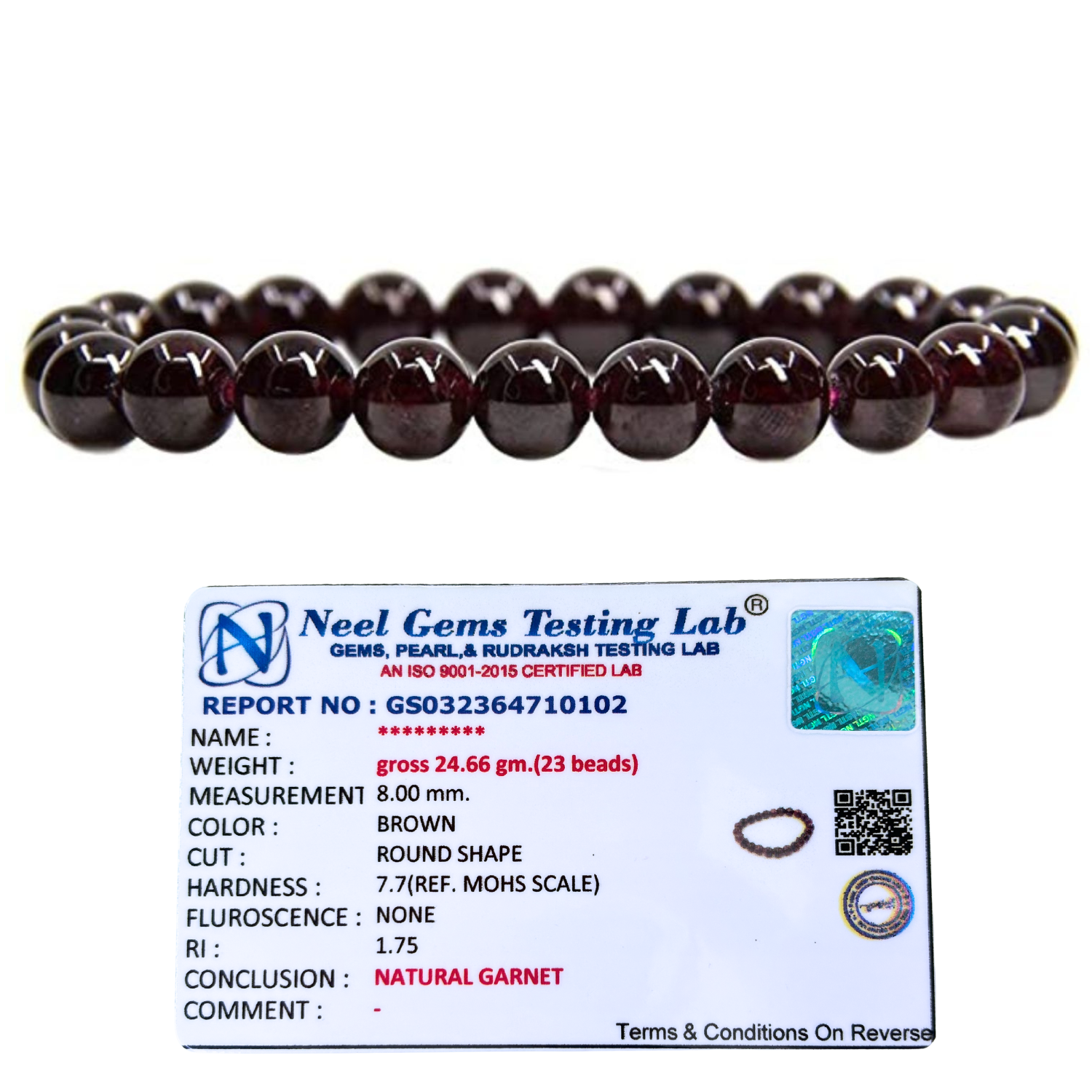 Garnet 8mm Gemstone Bead Bracelet, Lab Certified Natural Red Crystal 7.5 Inch Stretchable Bracelet for Love, Strength & Confidence image 3