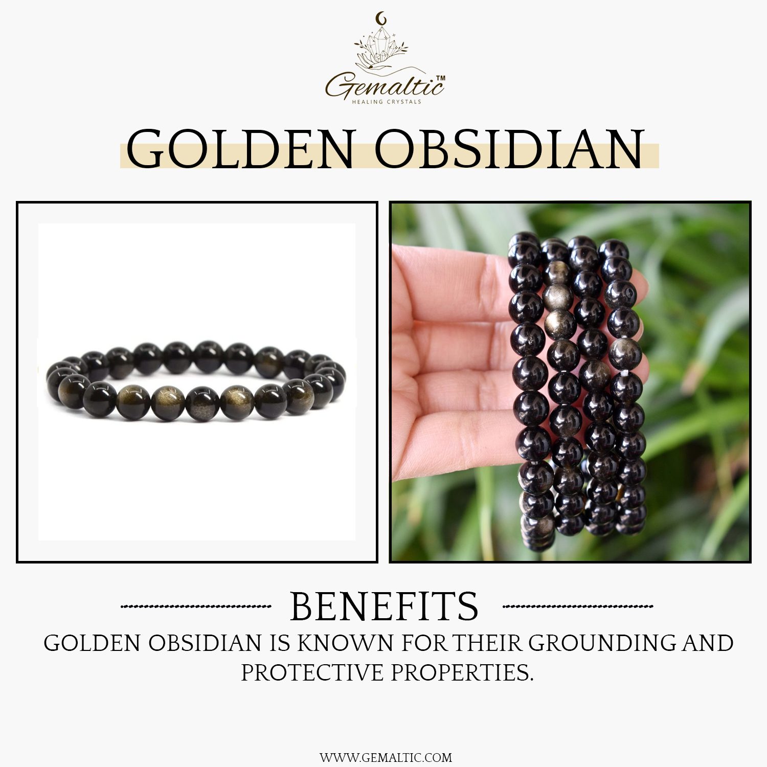 Golden Obsidian 8mm Gemstone Bead Bracelet, Lab Certified Natural Black Gold Crystal 7.5 Inch Stretchable Bracelet for Protection, Grounding & Confidence image 2