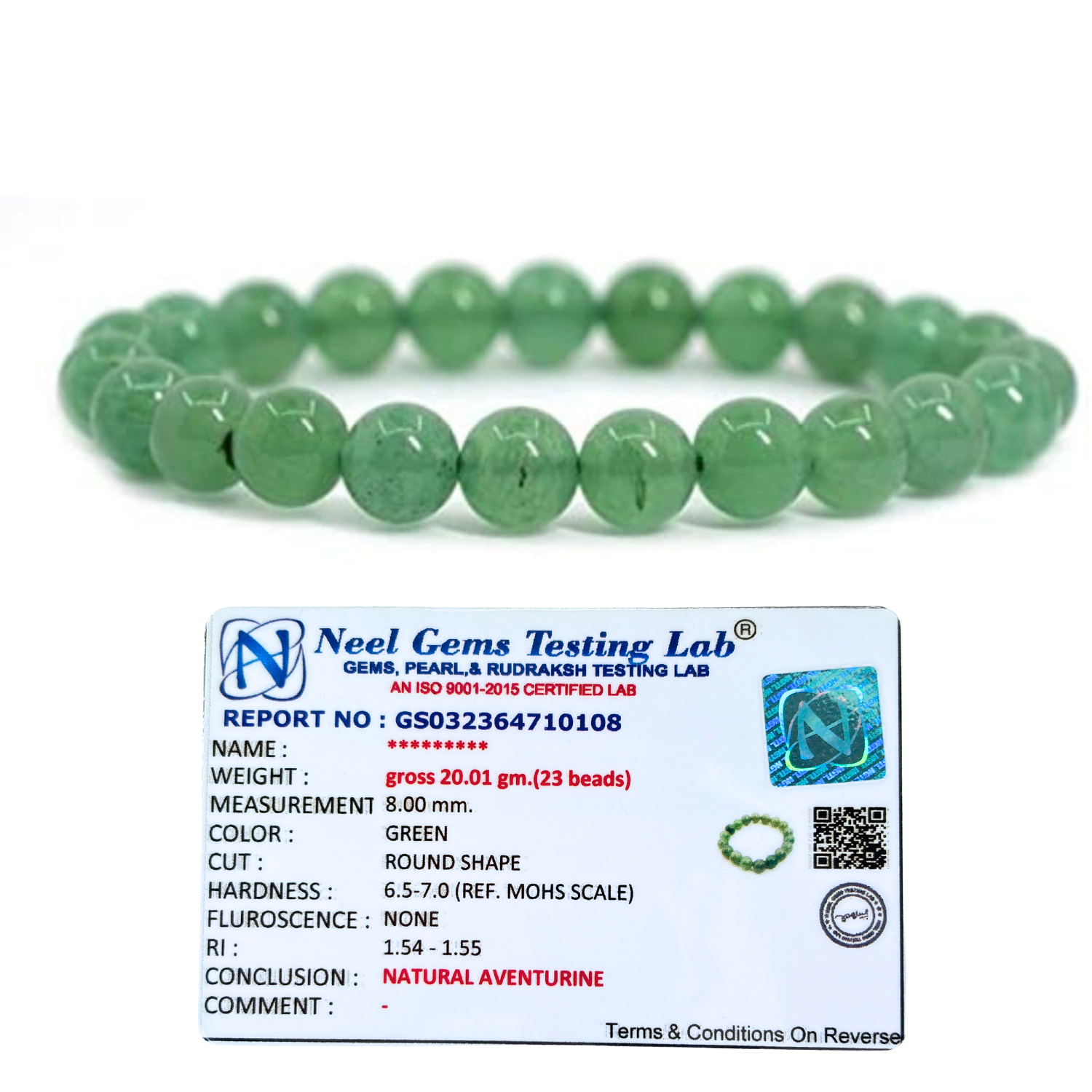 Green Aventurine 8mm Gemstone Bead Bracelet, Lab Certified Natural Green Crystal 7.5 Inch Stretchable Bracelet for Luck, Prosperity & Positive Energy image 2