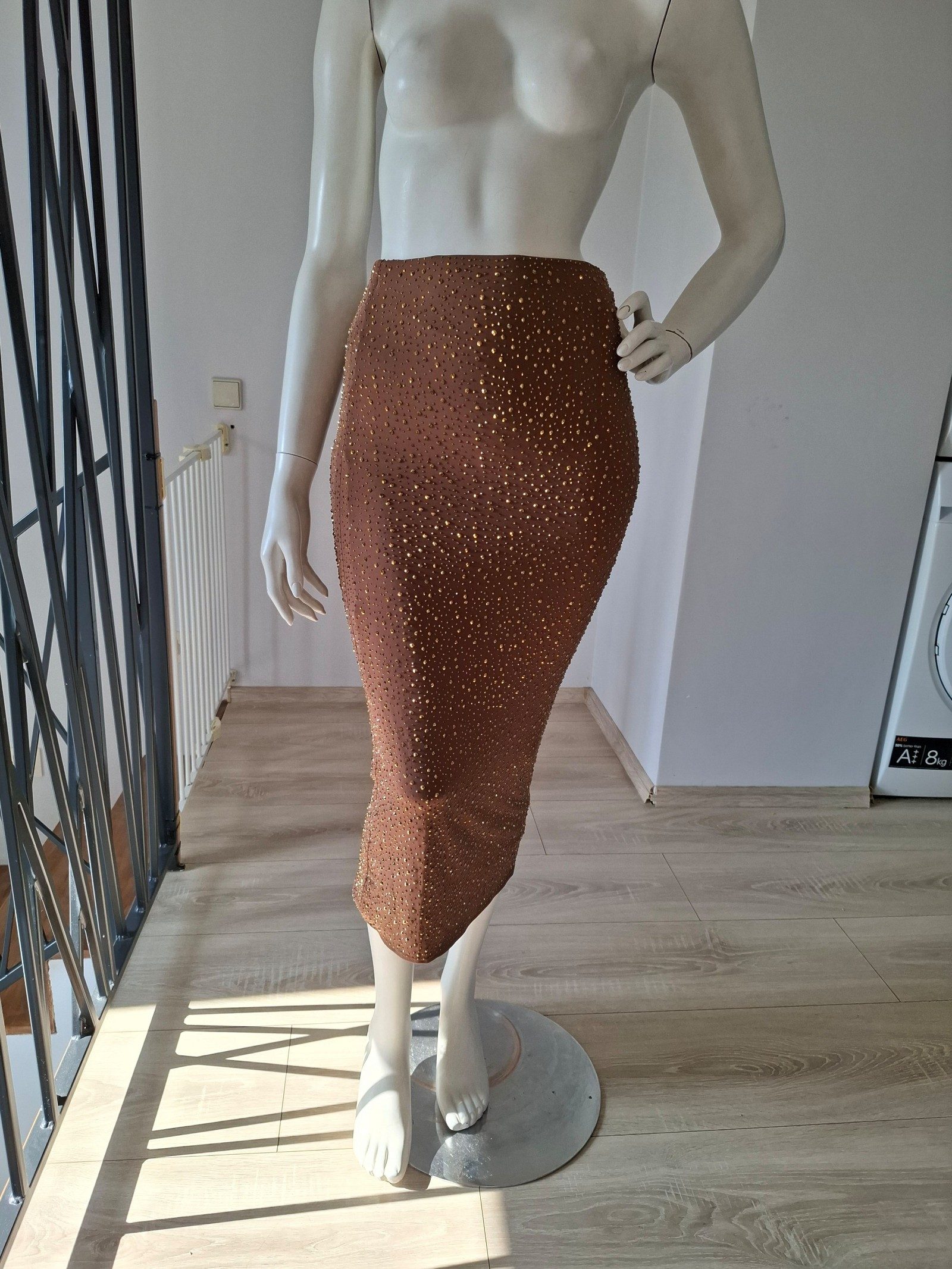 Lesile Amon Glitzer Pailletten Rock in Braun/Gold Gr. XS/S