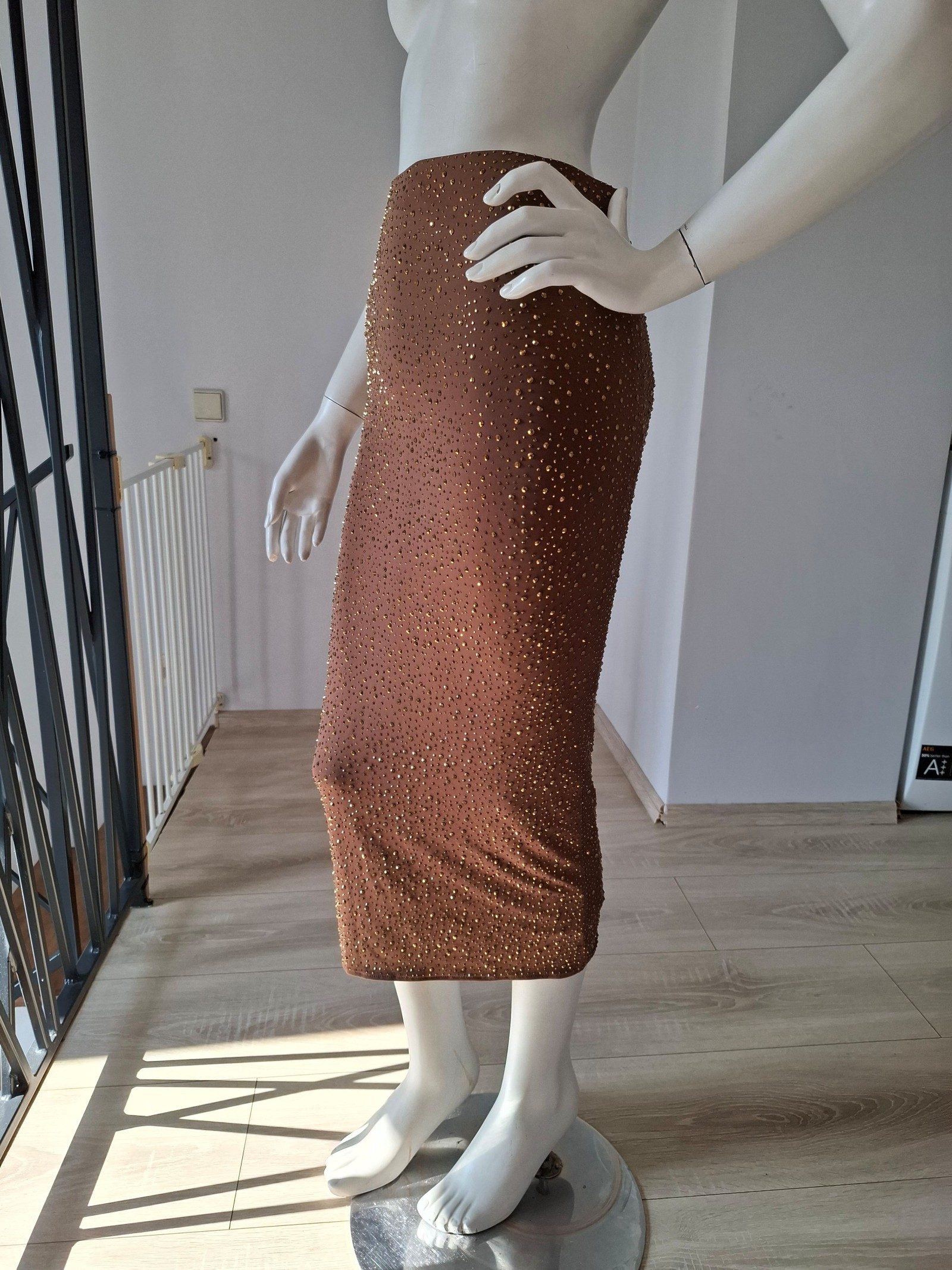 Lesile Amon Glitzer Pailletten Rock in Braun/Gold Gr. XS/S image 2