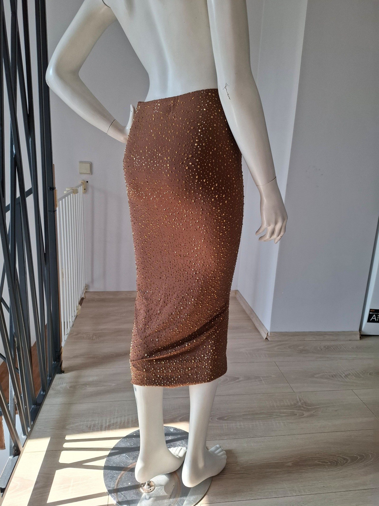 Lesile Amon Glitzer Pailletten Rock in Braun/Gold Gr. XS/S image 3