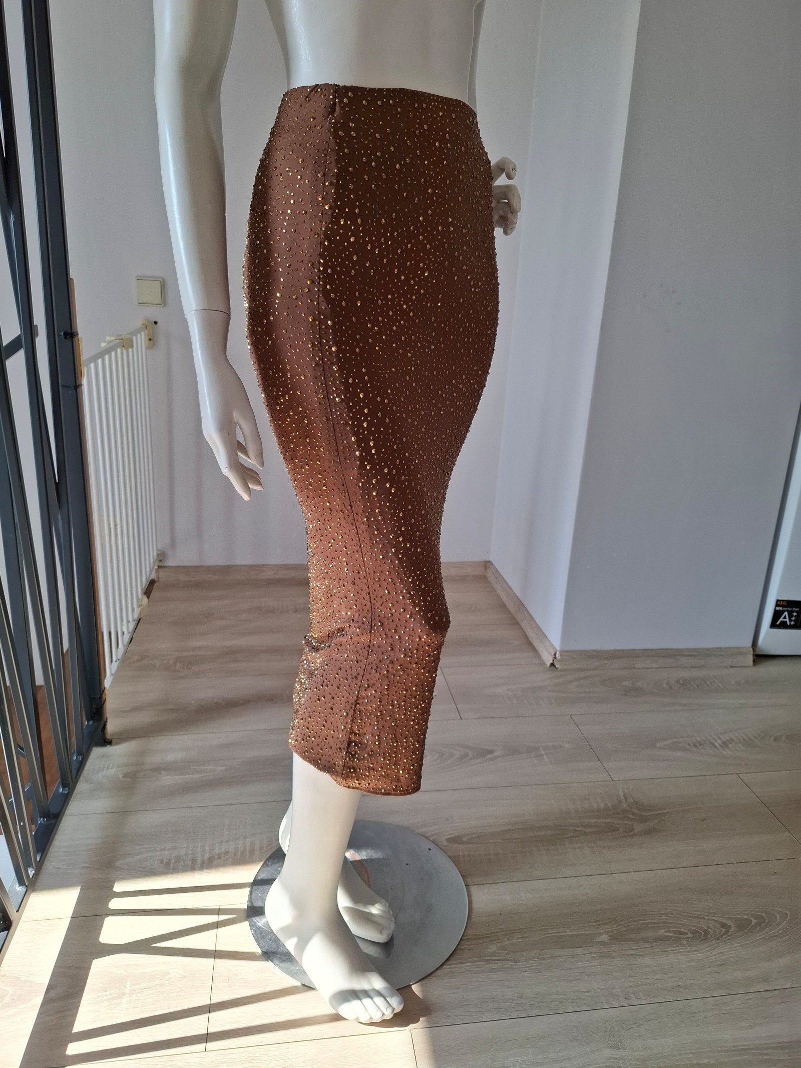 Lesile Amon Glitzer Pailletten Rock in Braun/Gold Gr. XS/S image 4