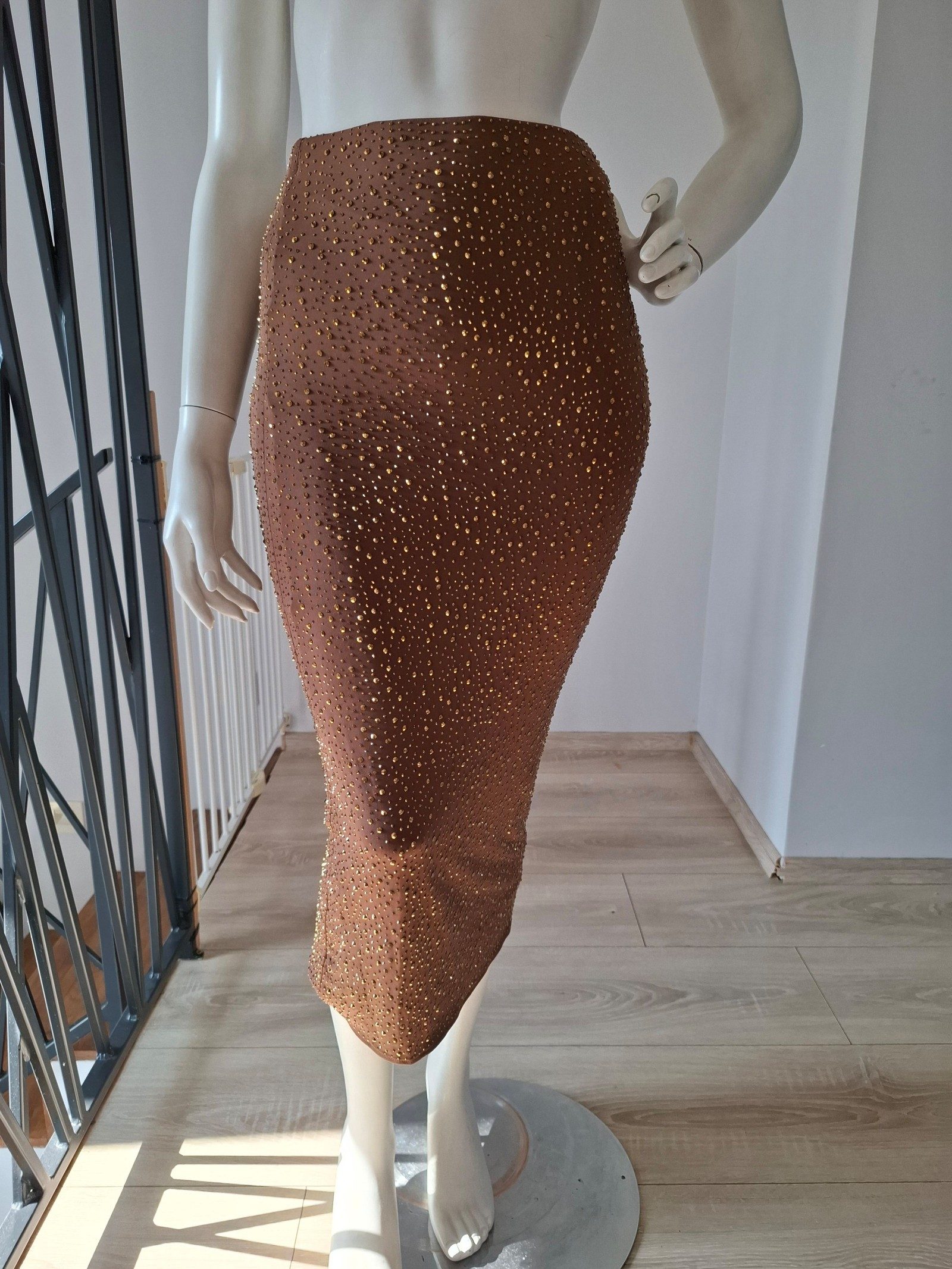 Lesile Amon Glitzer Pailletten Rock in Braun/Gold Gr. XS/S image 5