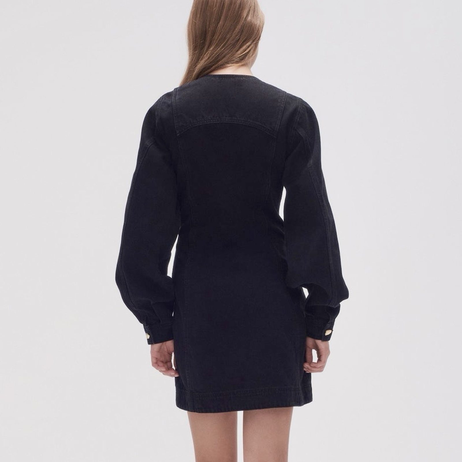 Aje Willa Denim Midi Dress Black AU 8 / US 4 / S Long Sleeve Zip Pockets image 4