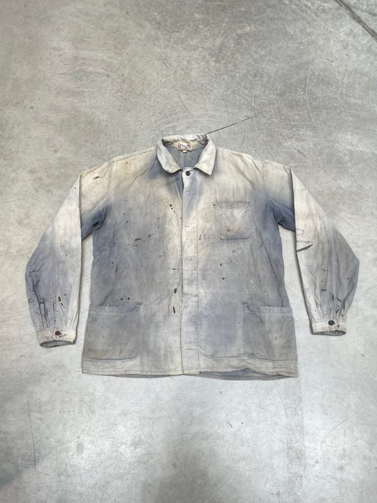 50s Lotus Sunfaded Navy Painter's Work Jacket Chore Coat Medium Distressed